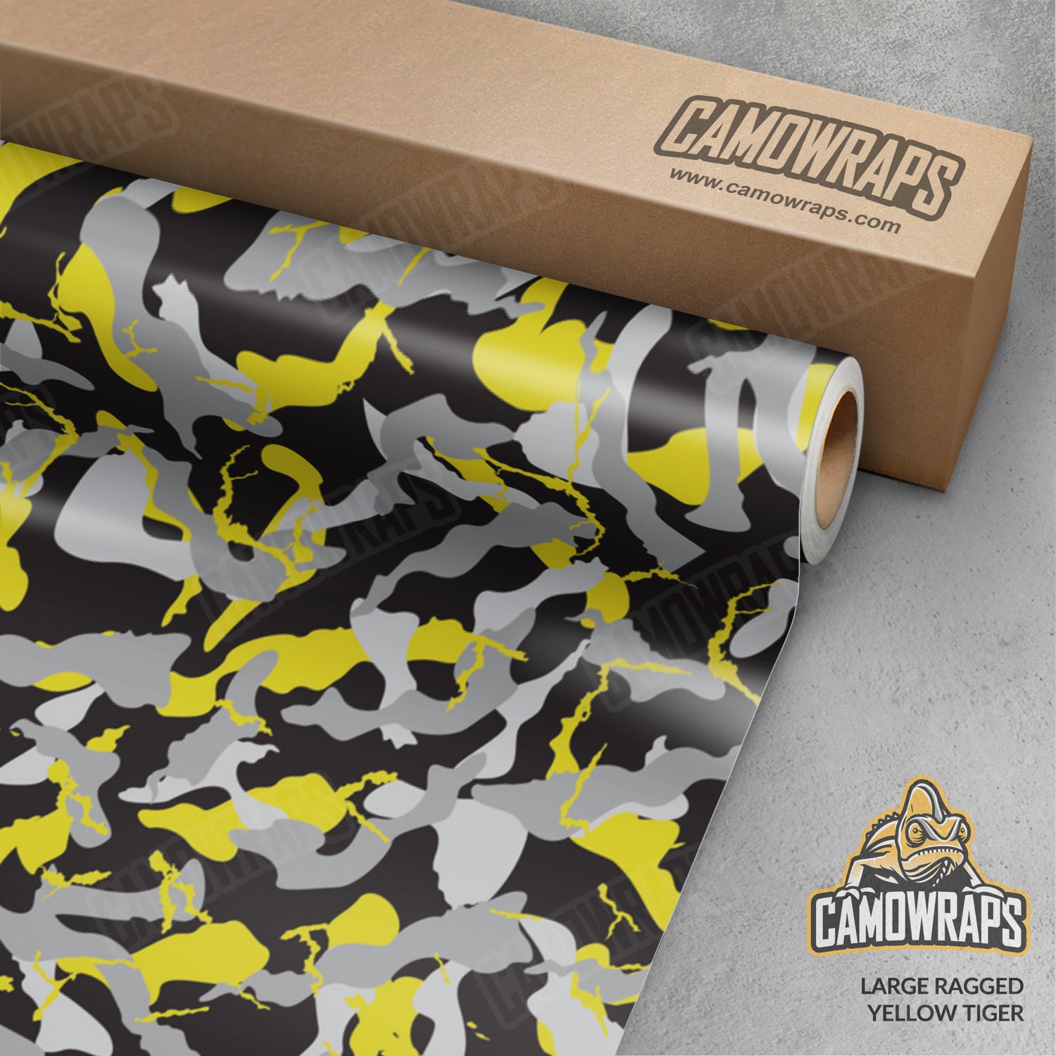 Large Ragged Yellow Tiger Camo Vinyl Wrap