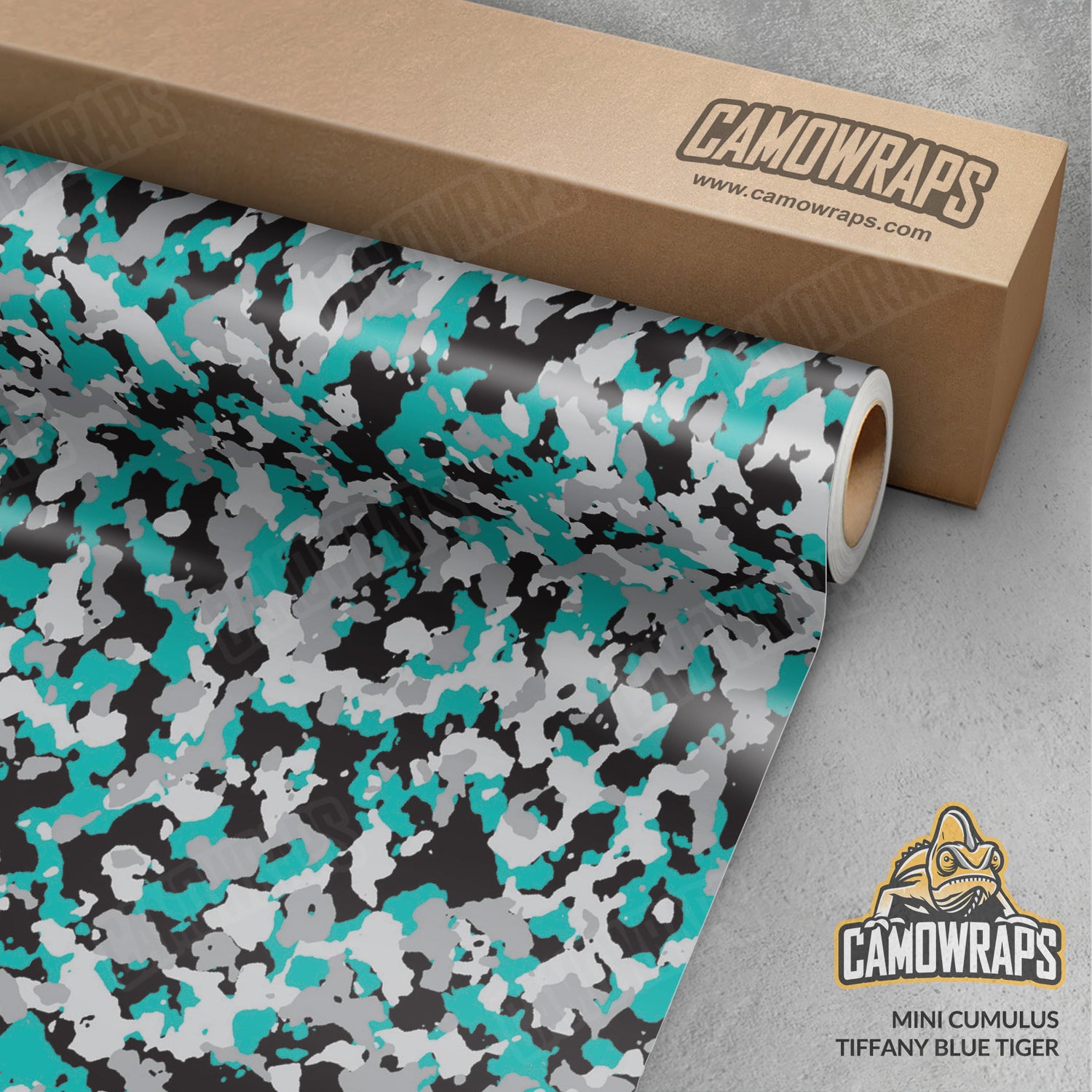 Mini Cumulus Tiffany Blue Tiger Camo Vinyl Wrap