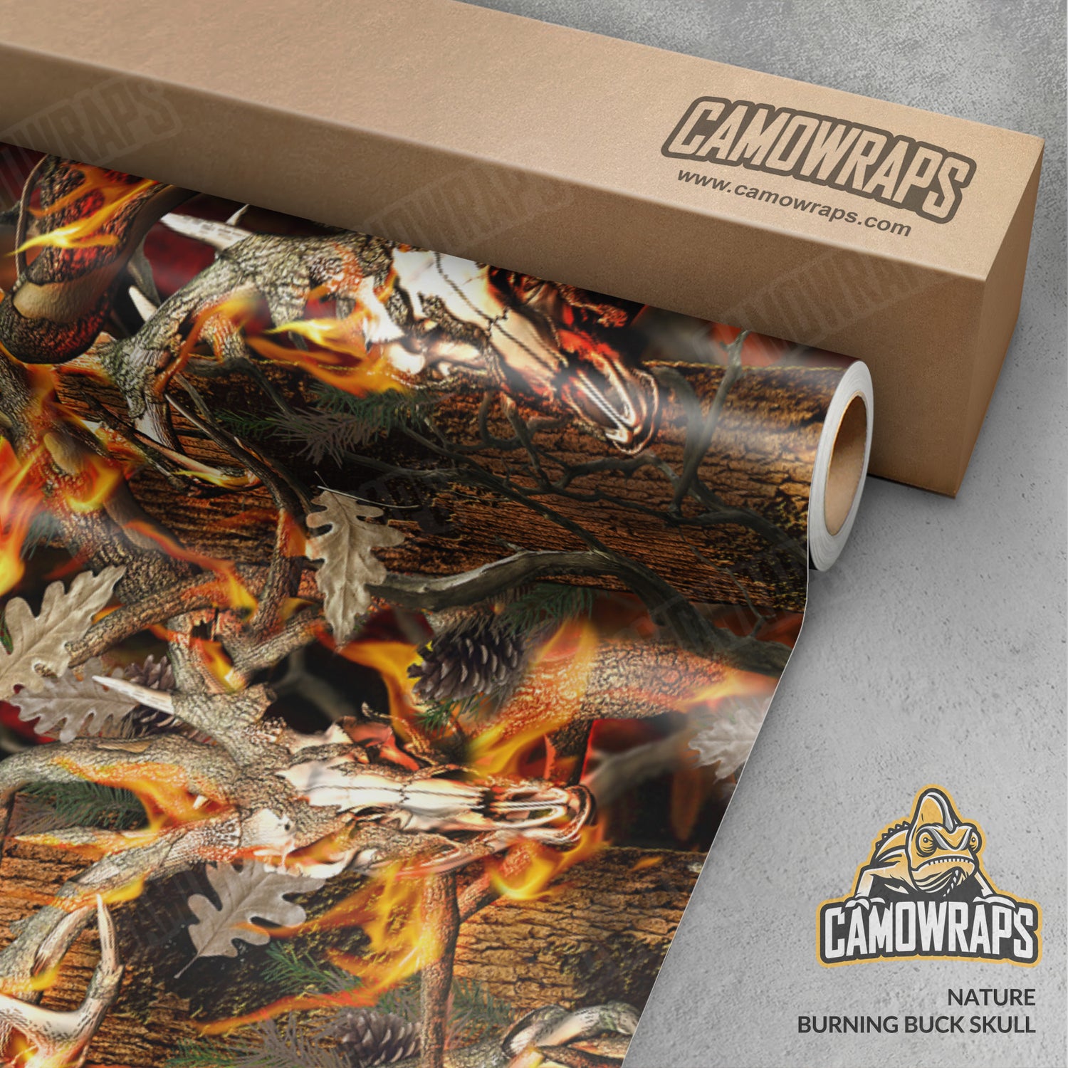 Nature Burning Buck Skull Camo Vinyl Wrap