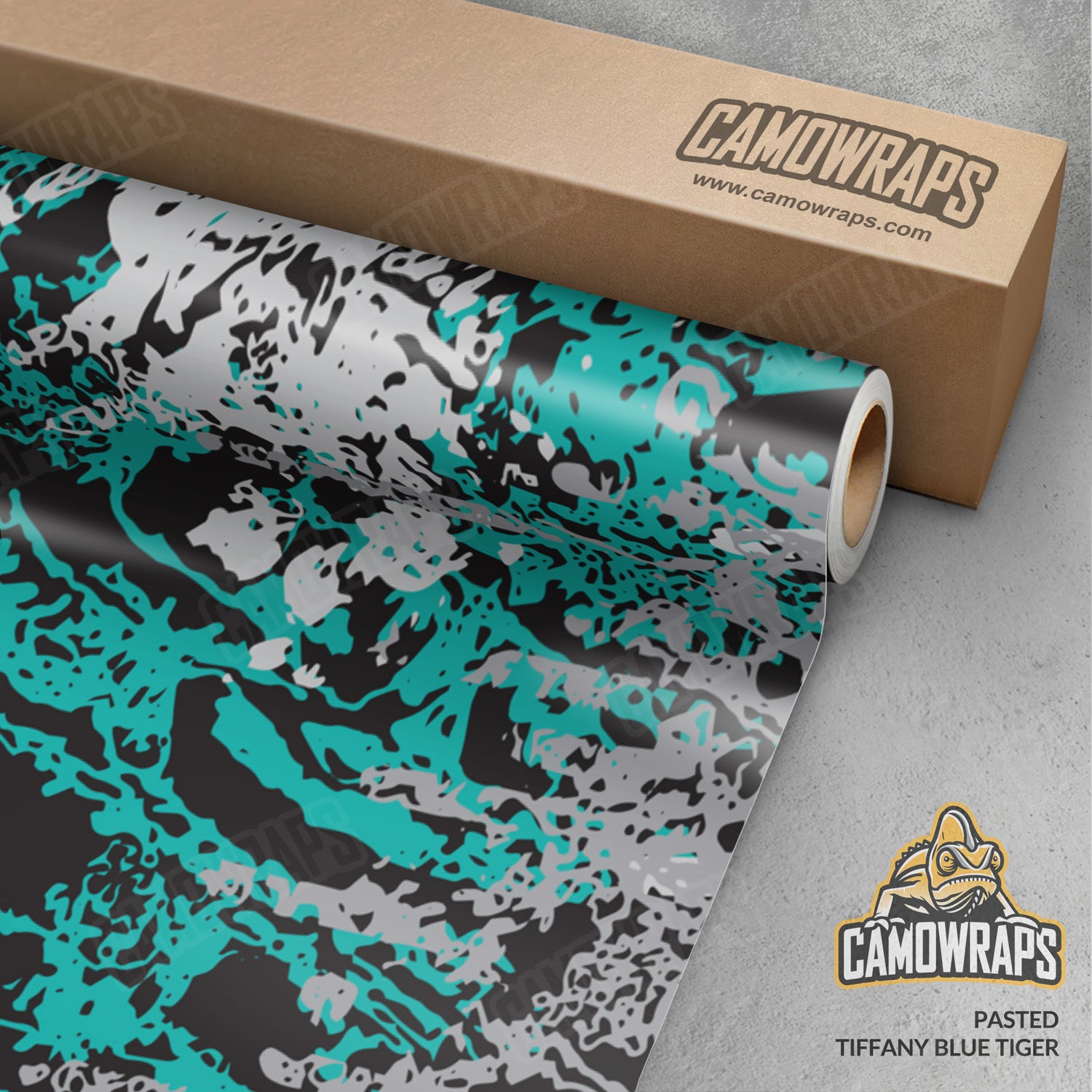 Pasted Tiffany Blue Tiger Camo Vinyl Wrap