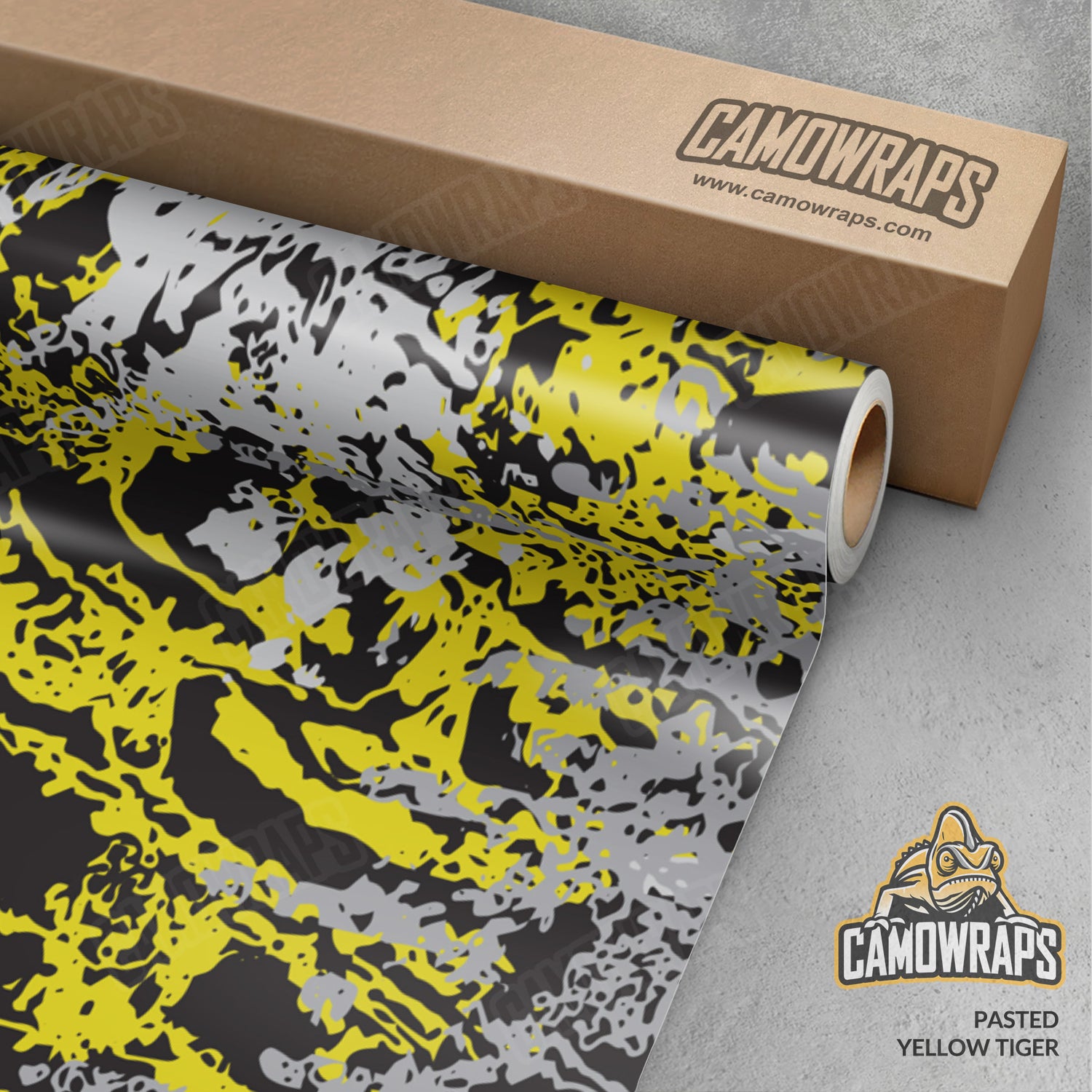 Pasted Yellow Tiger Camo Vinyl Wrap