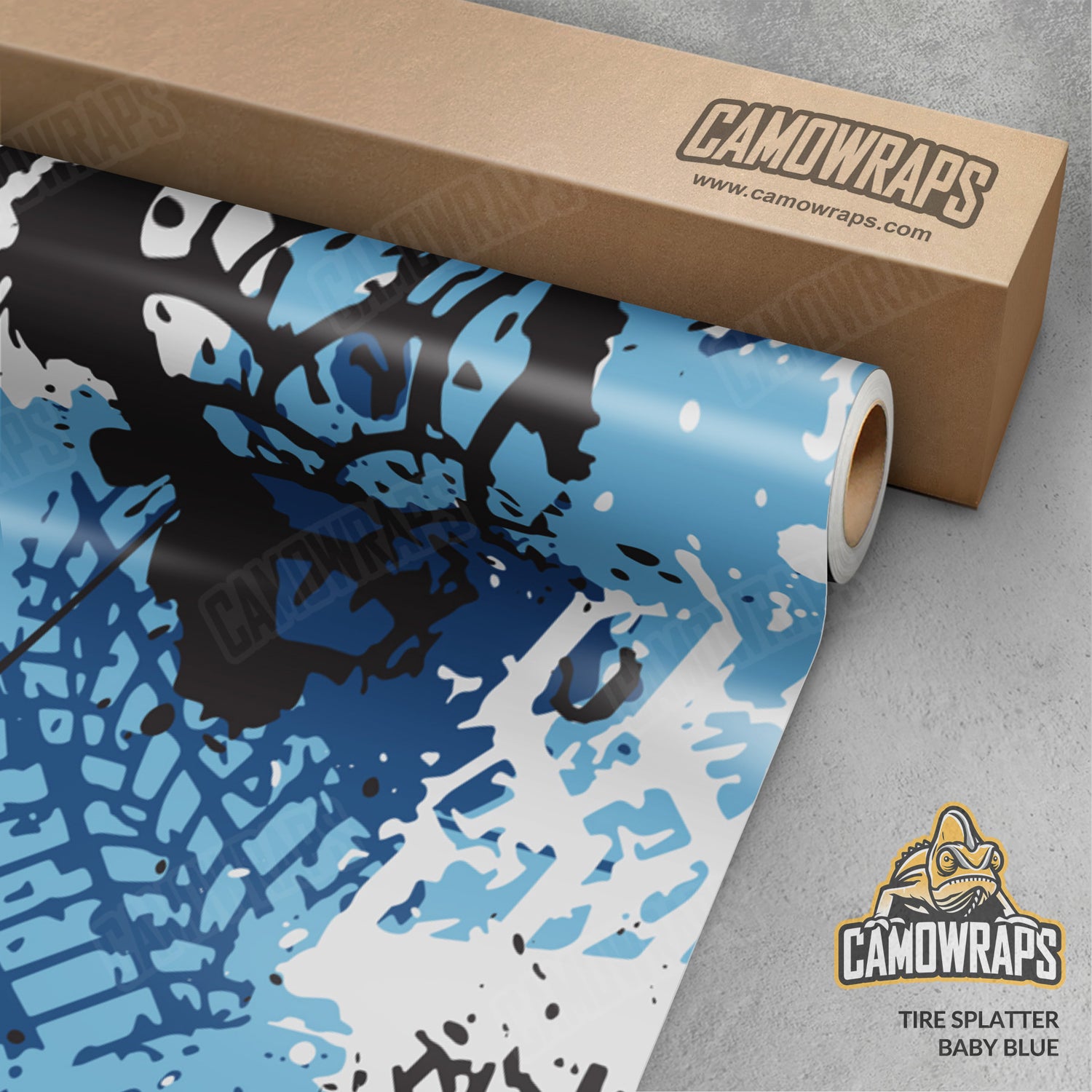 Tire Splatter Baby Blue Camo Vinyl Wrap