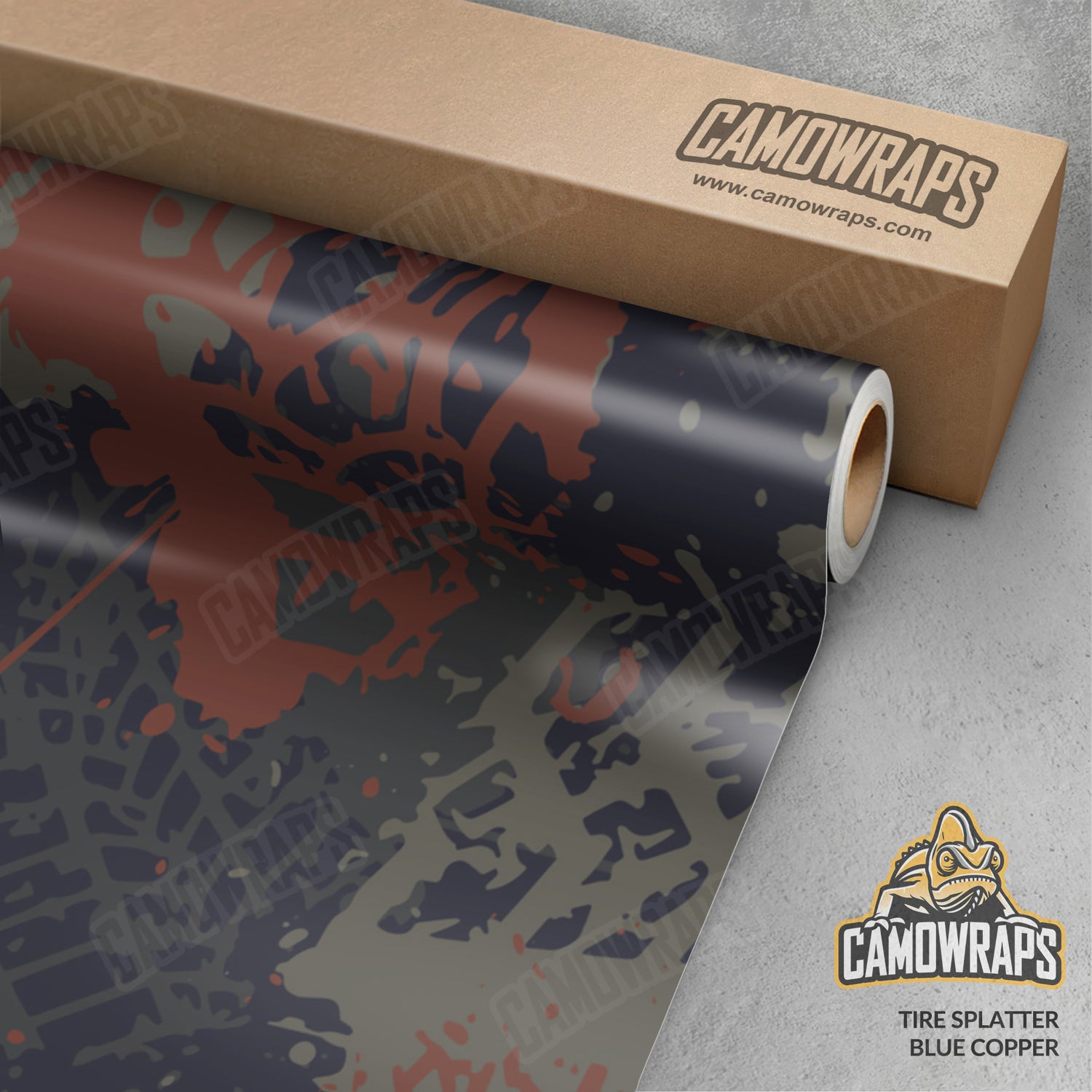 Tire Splatter Blue Copper Camo Vinyl Wrap