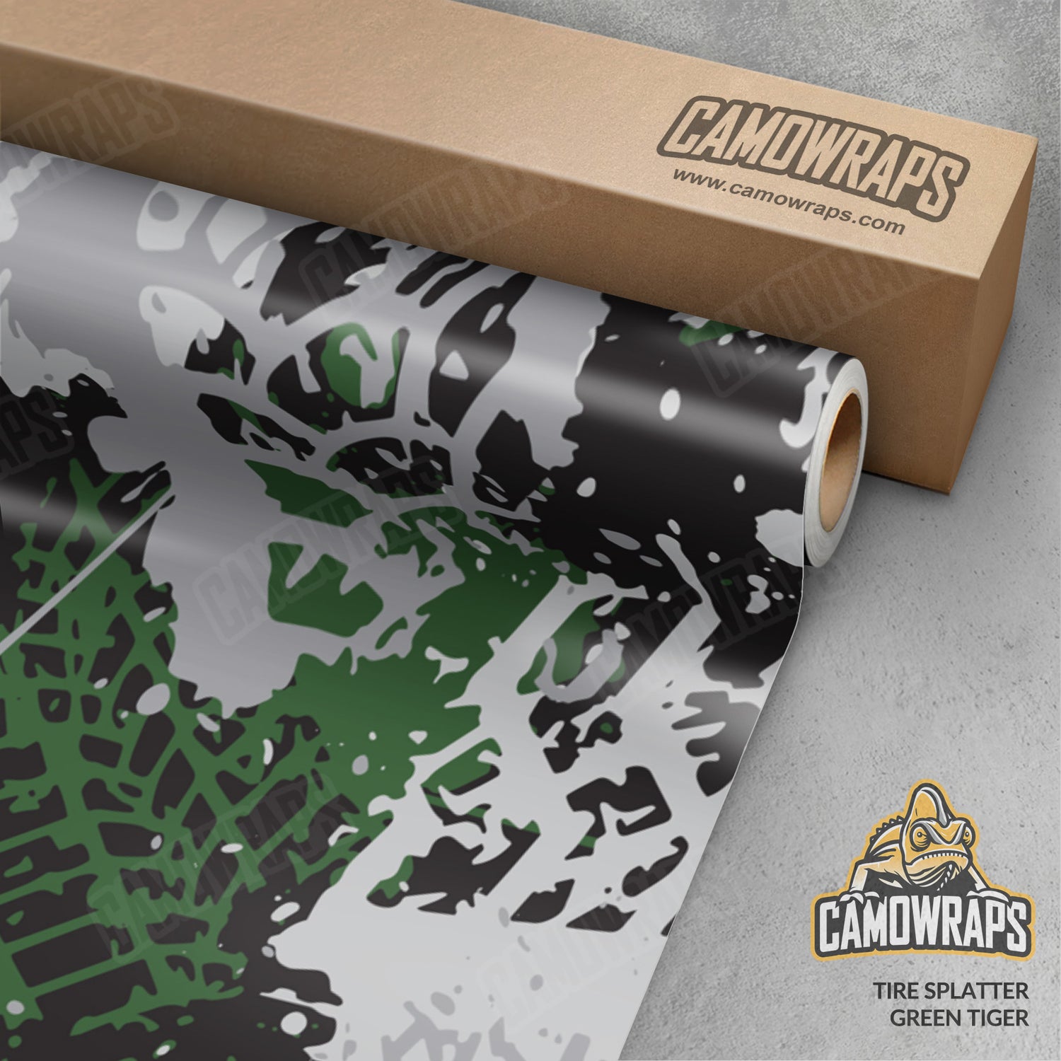 Tire Splatter Green Tiger Camo Vinyl Wrap