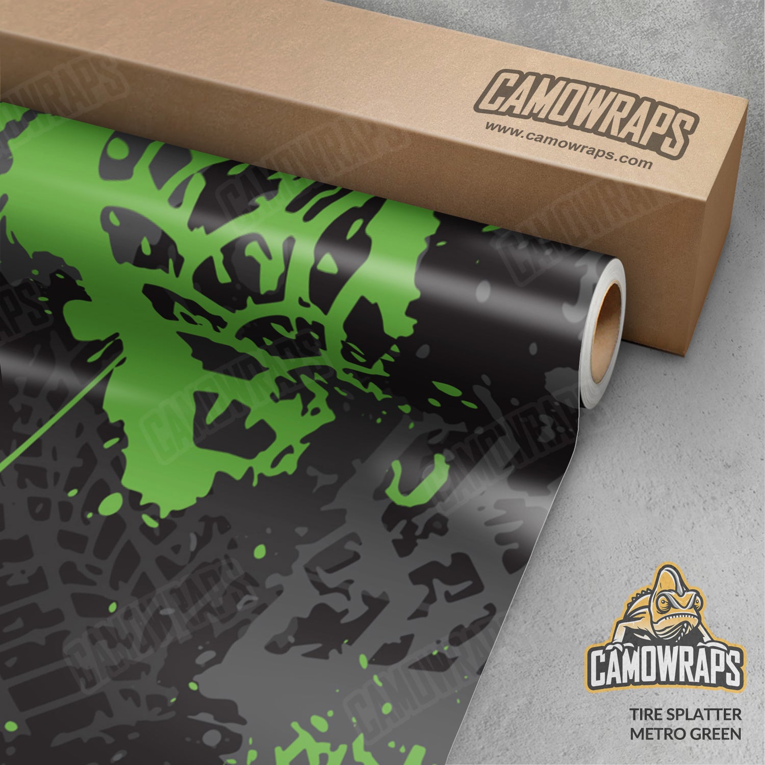 Tire Splatter Metro Green Camo Vinyl Wrap