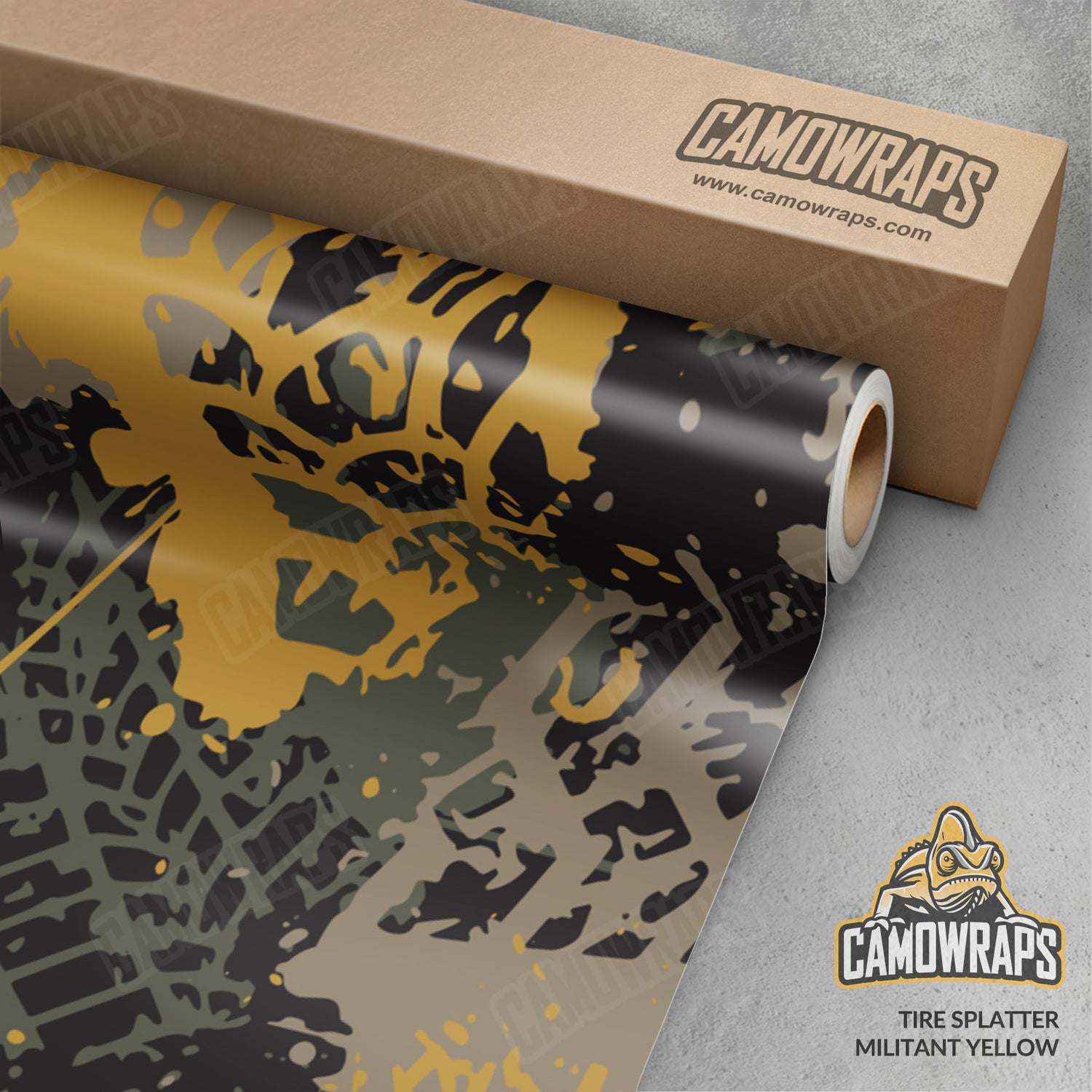 Tire Splatter Militant Yellow Camo Vinyl Wrap
