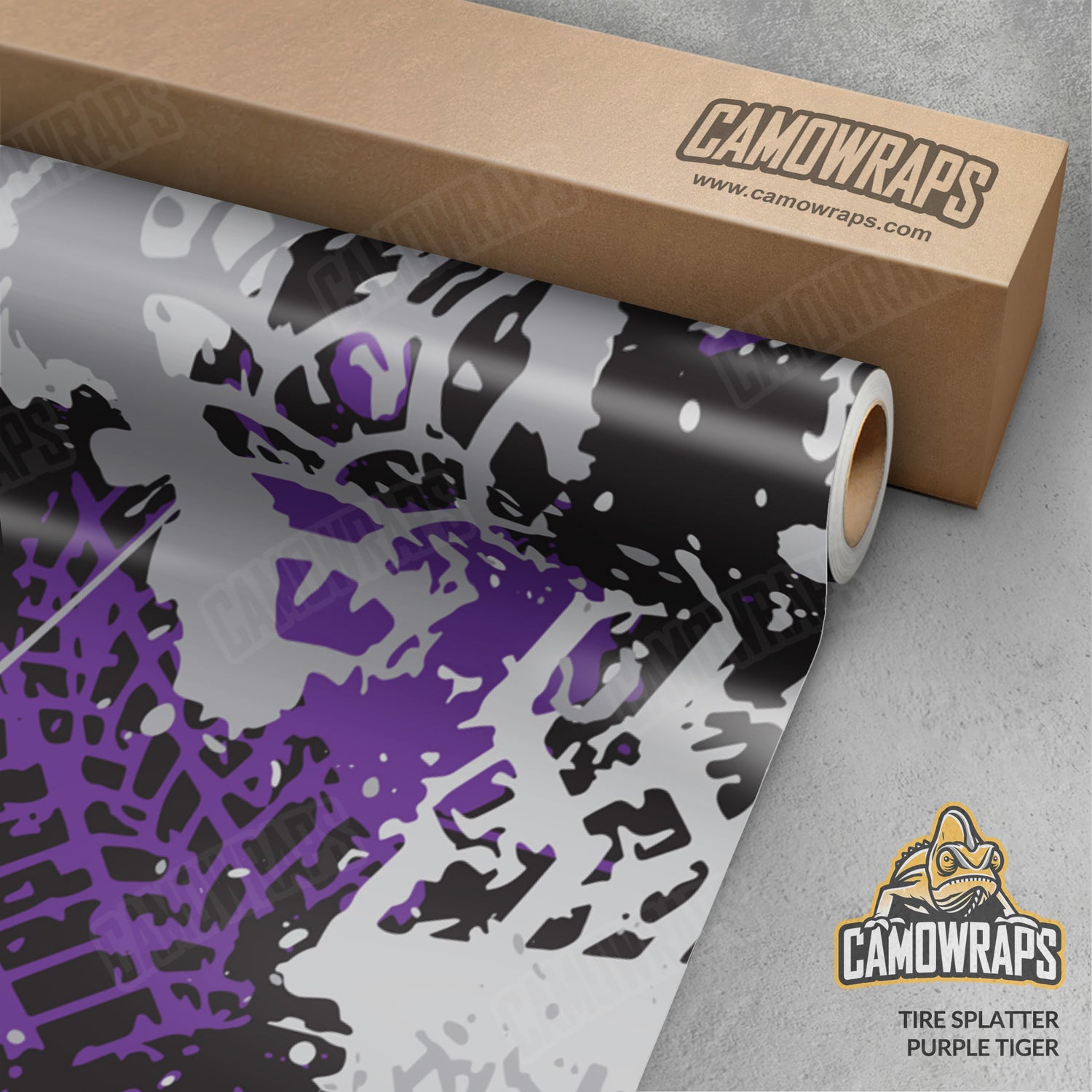 Tire Splatter Purple Tiger Camo Vinyl Wrap