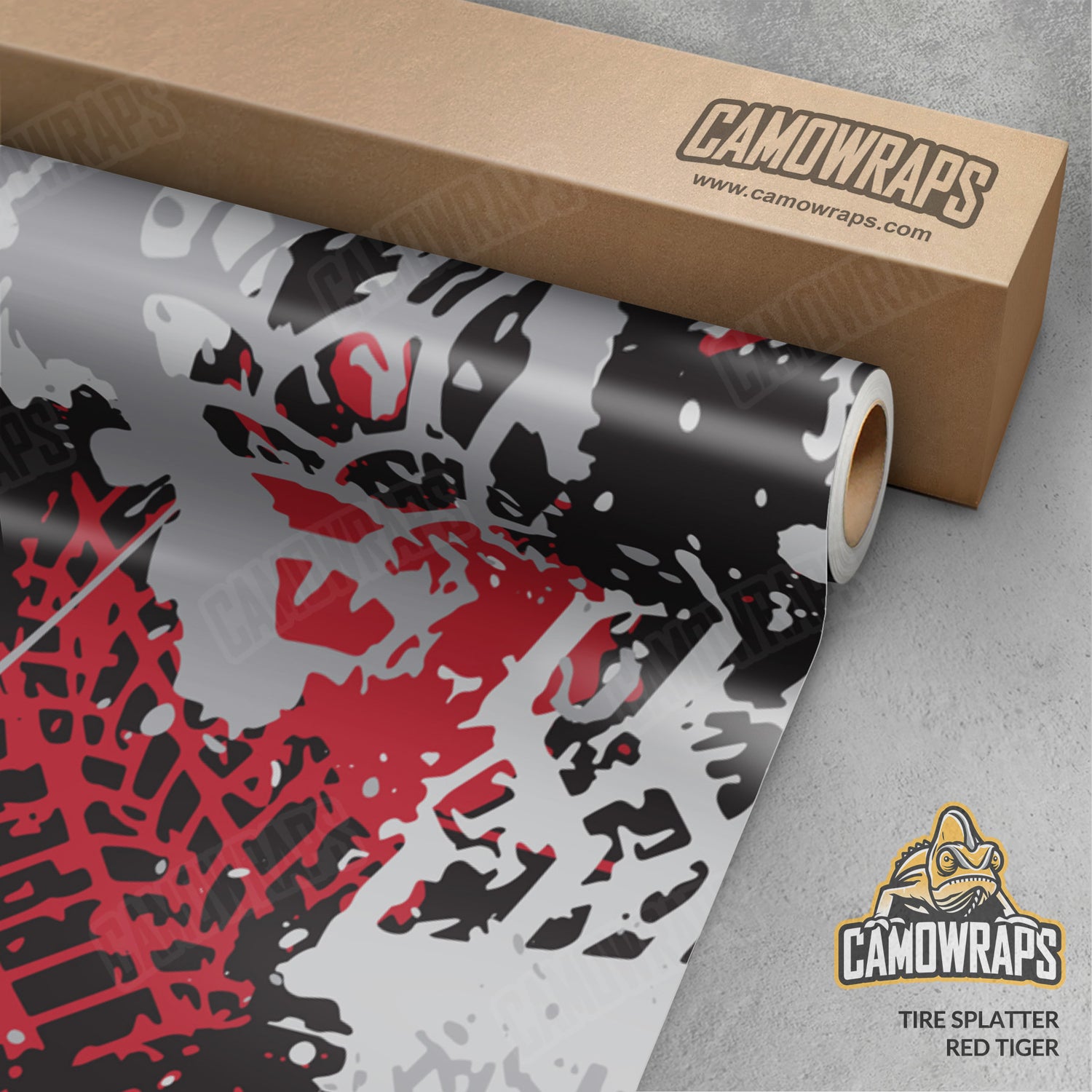 Tire Splatter Red Tiger Camo Vinyl Wrap