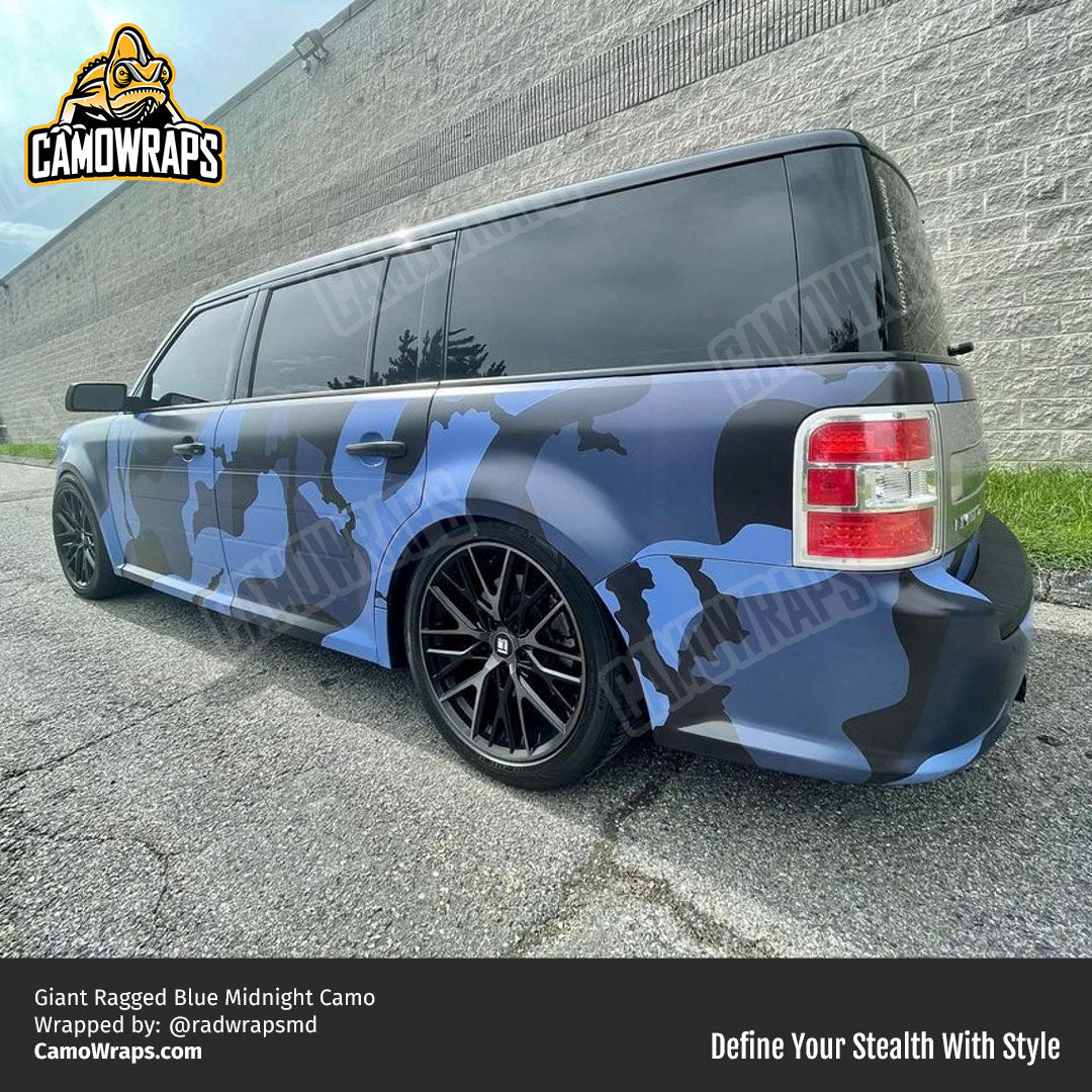 blue ragged camo car wrap