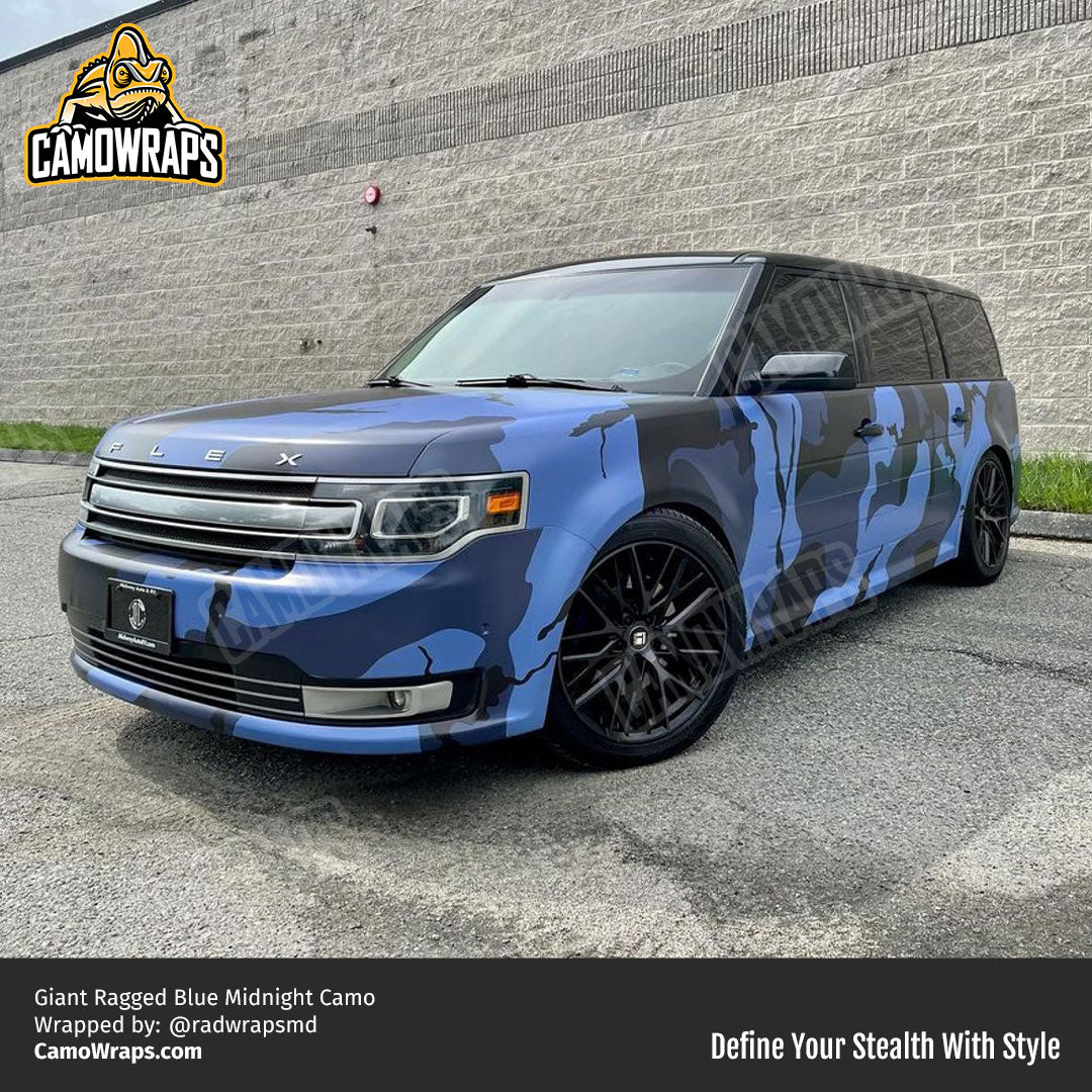 blue ragged camo car wrap