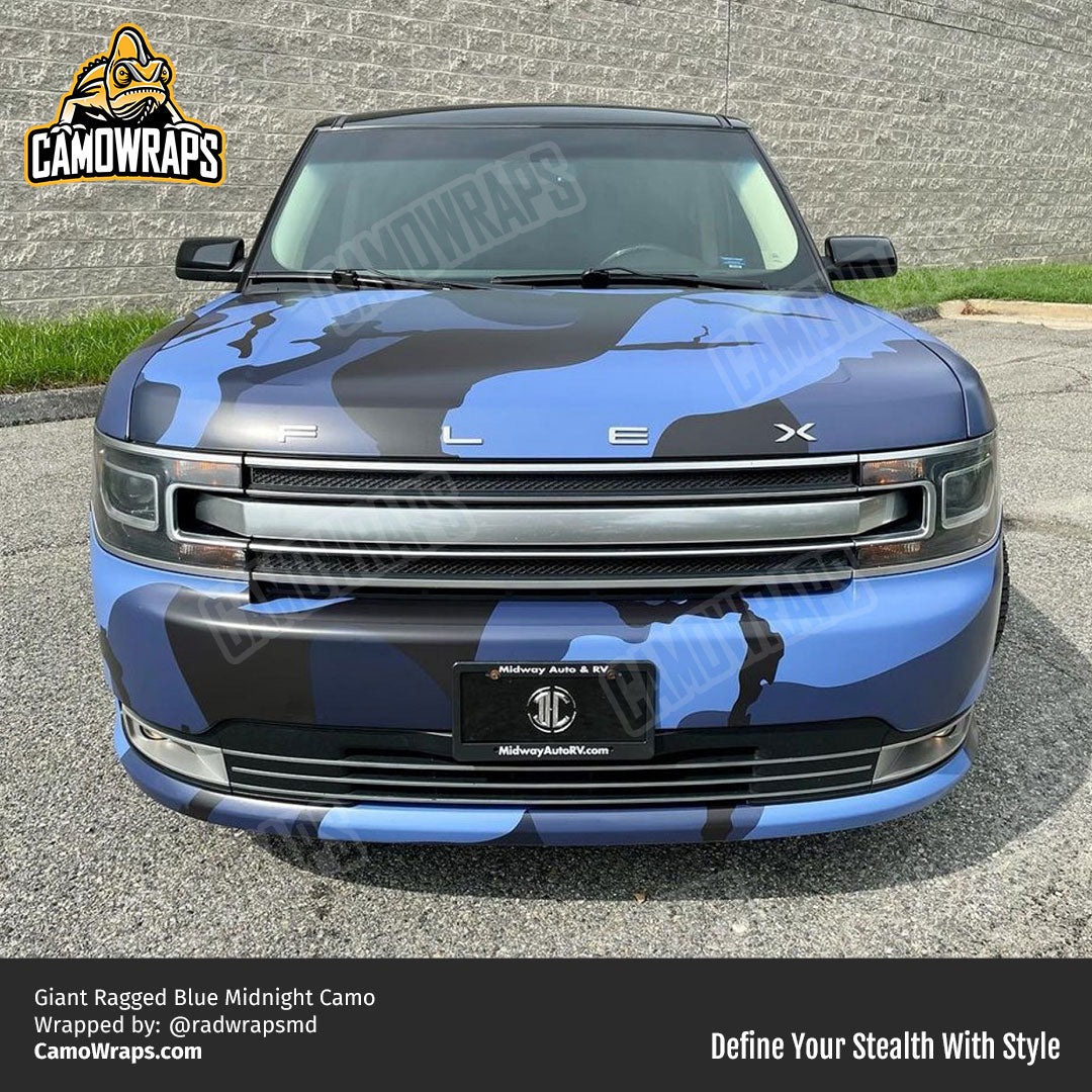 blue ragged camo car wrap