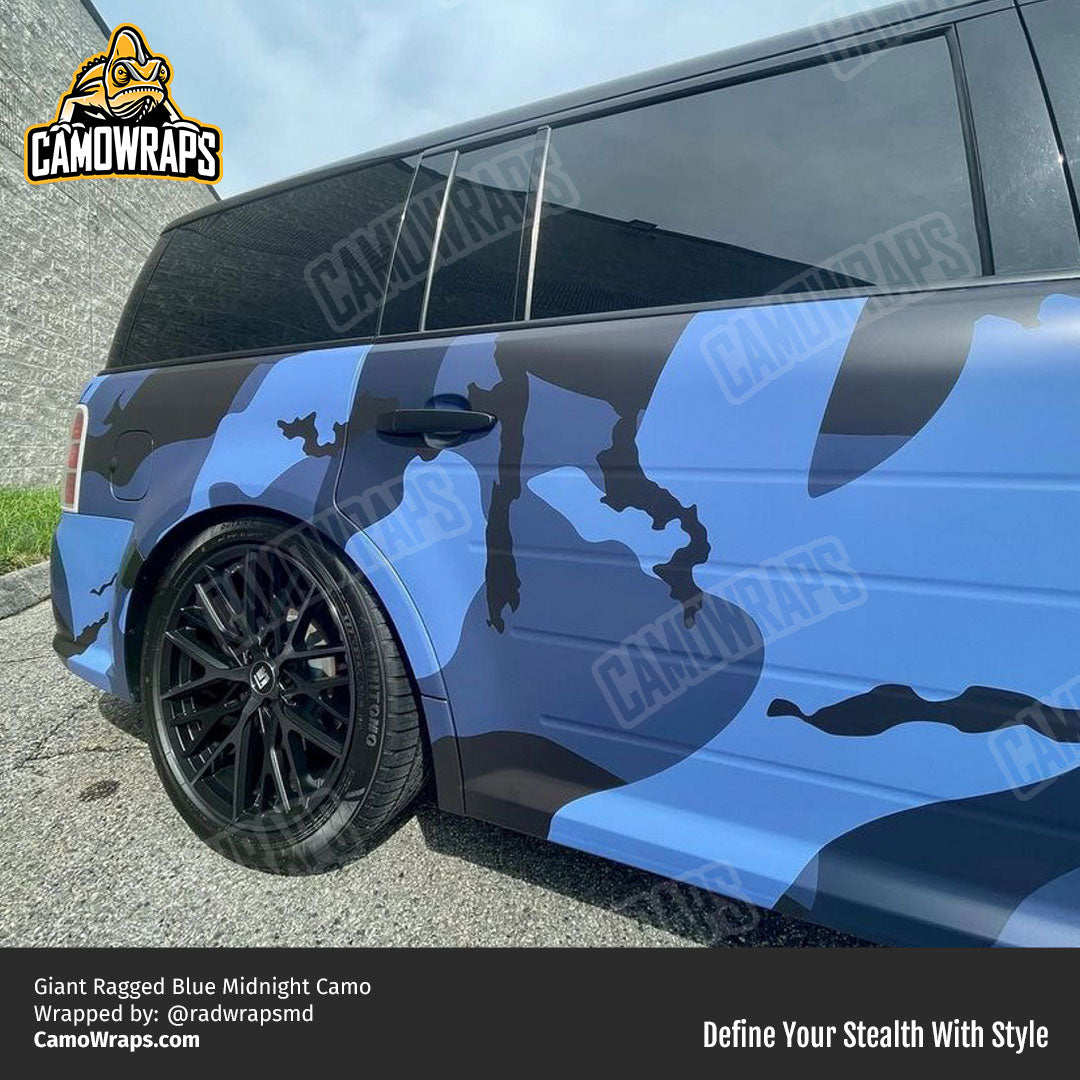 blue ragged camo car wrap