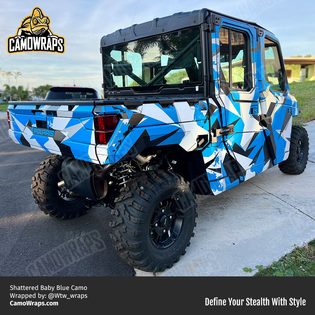 shattered blue camo atv wrap