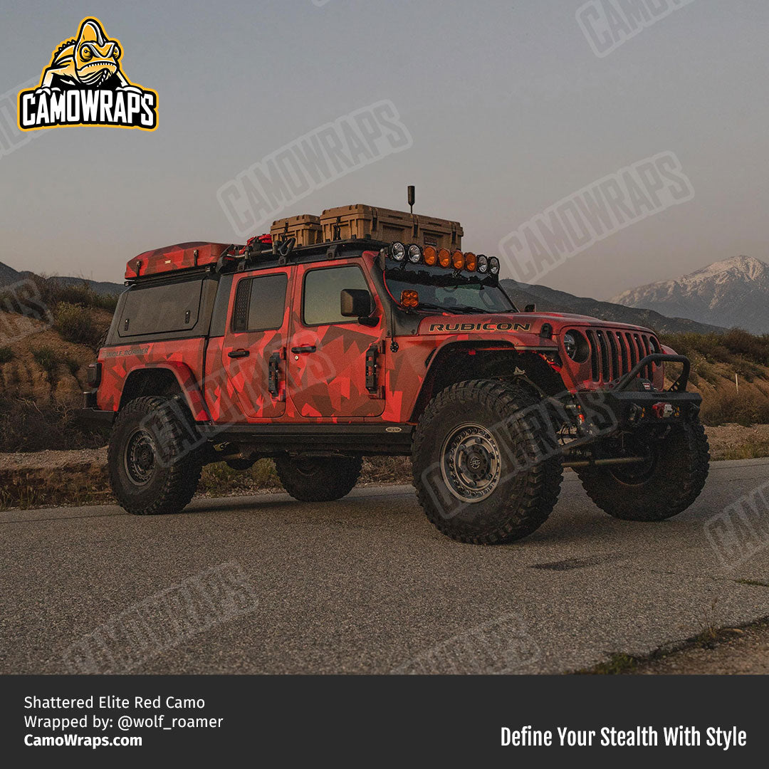 shattered elite red camo jeep wrap
