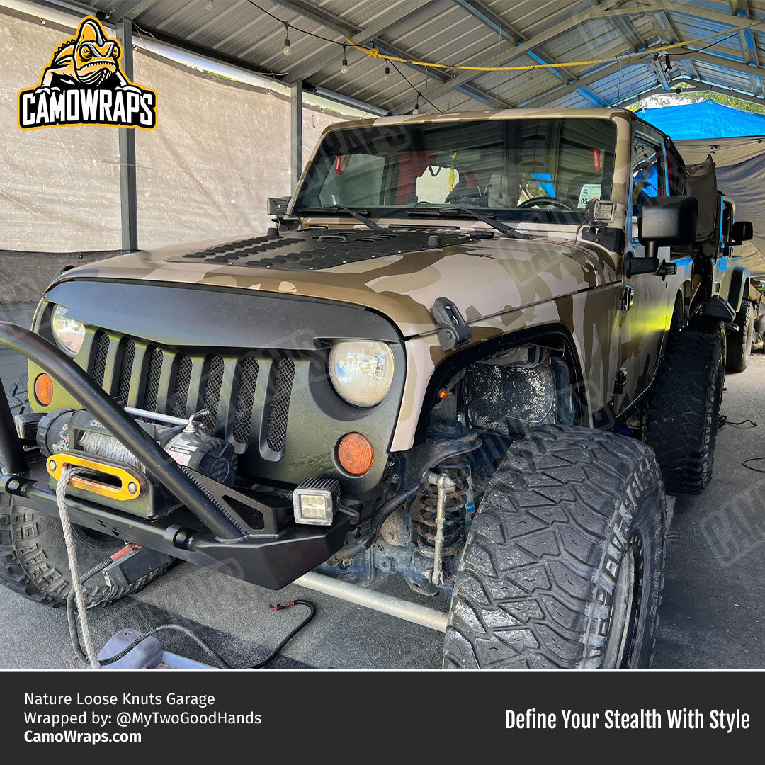 seductve tan camo jeep wrap
