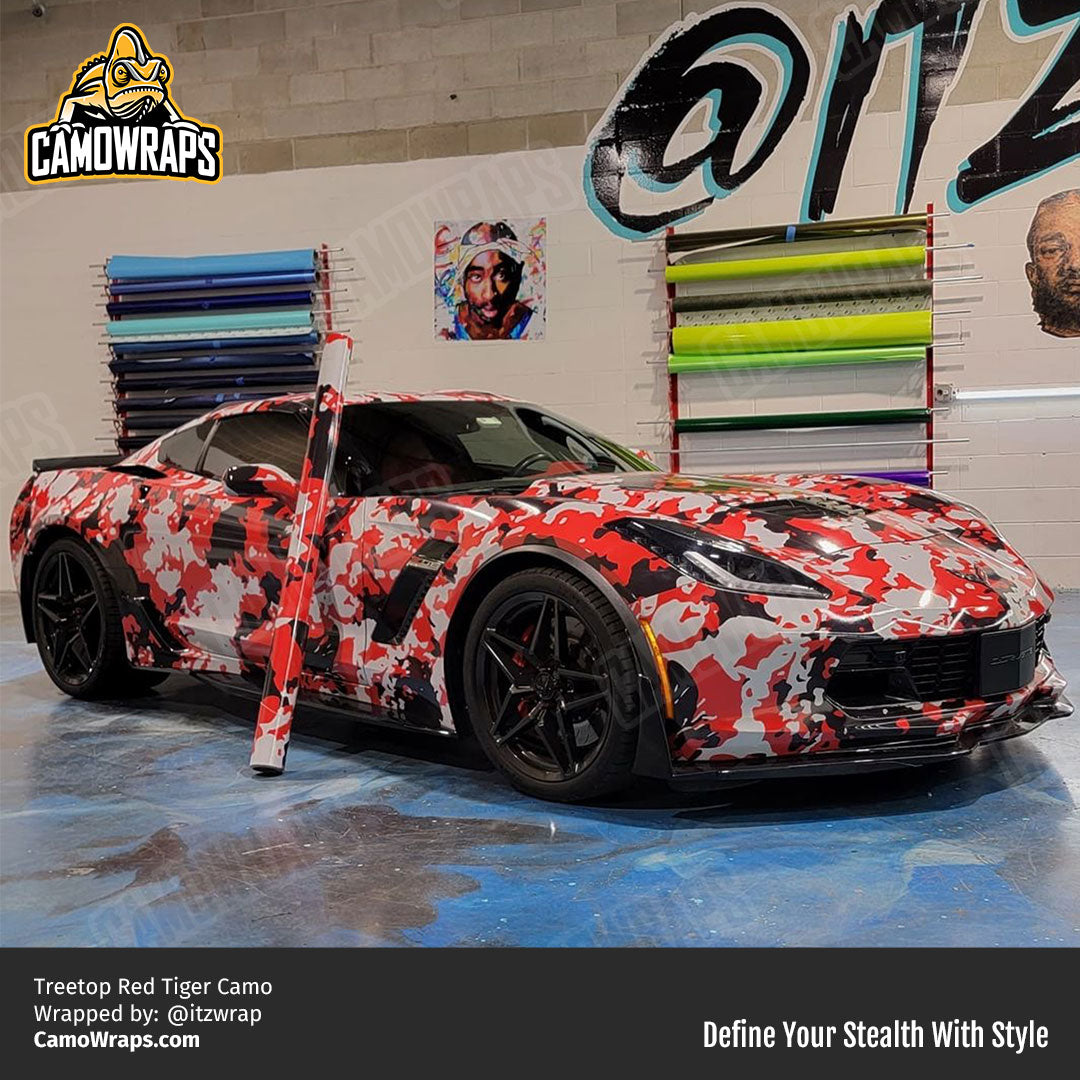red camo corvette wrap