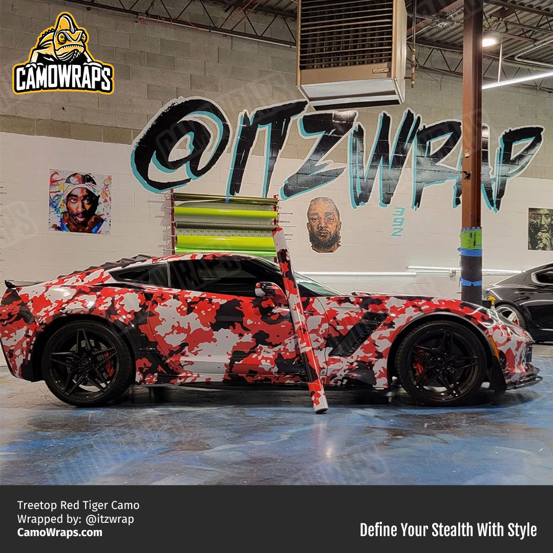 red camo corvette wrap