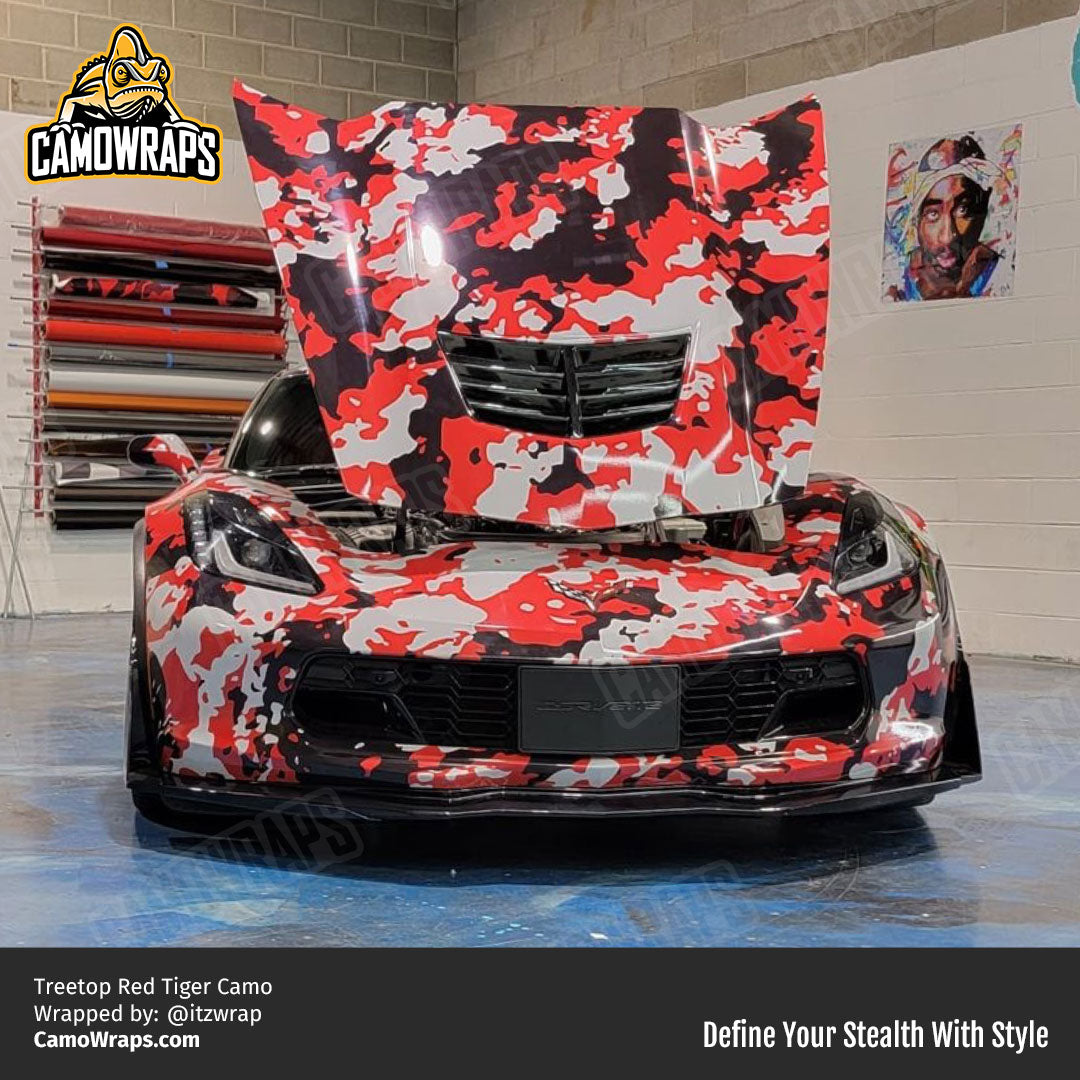 red camo corvette wrap