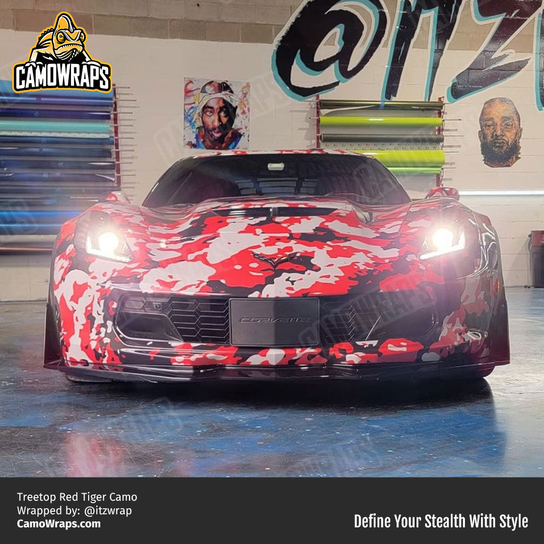 red camo corvette wrap
