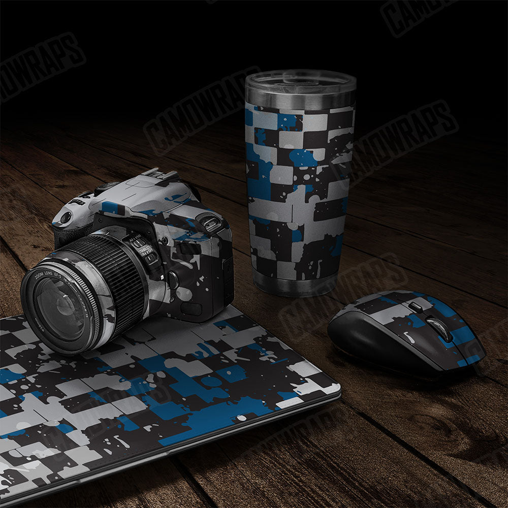 Broken Plaid Blue Tiger Gear Skin Vinyl Wrap