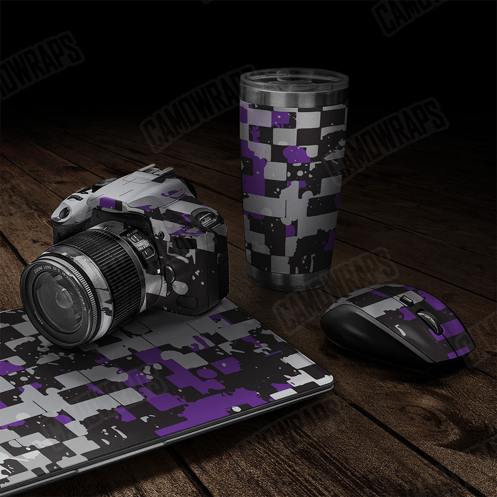 Broken Plaid Purple Tiger Gear Skin Vinyl Wrap