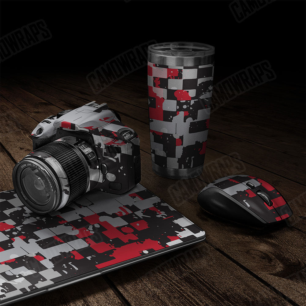 Broken Plaid Red Tiger Gear Skin Vinyl Wrap