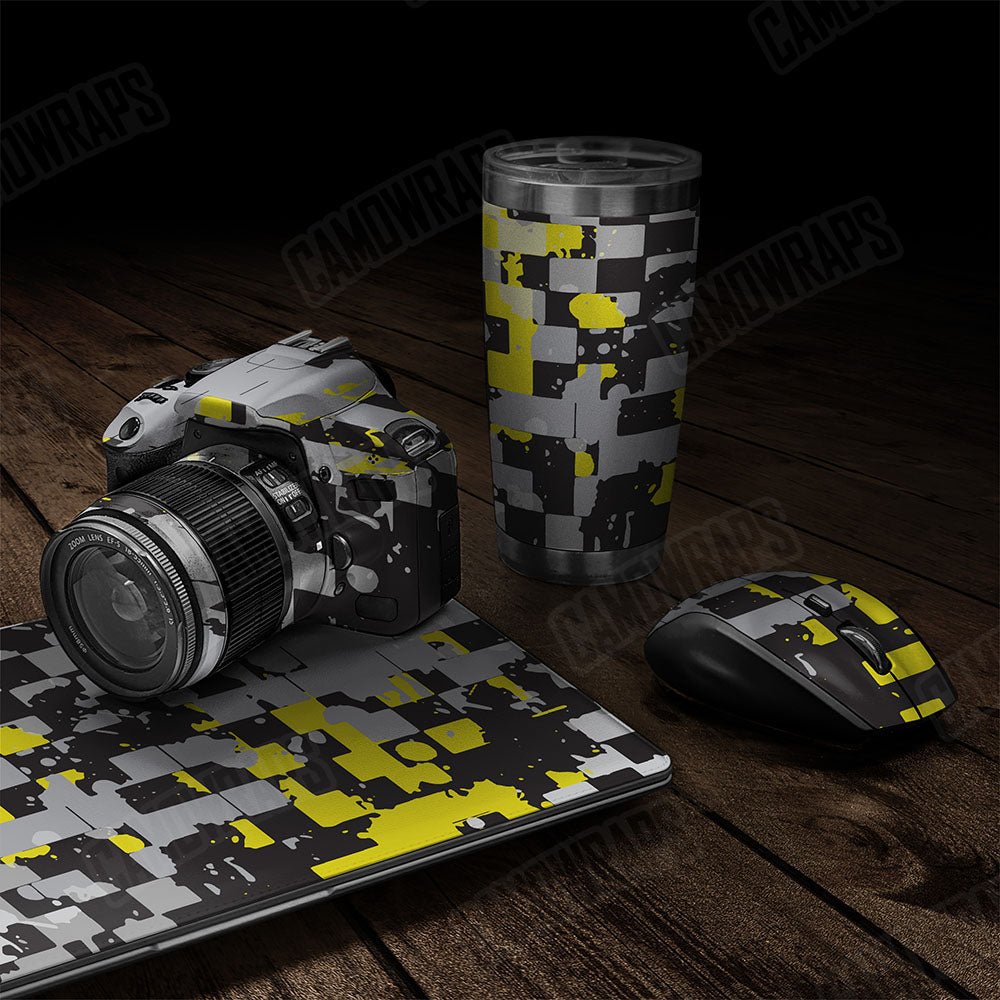 Broken Plaid Yellow Tiger Gear Skin Vinyl Wrap