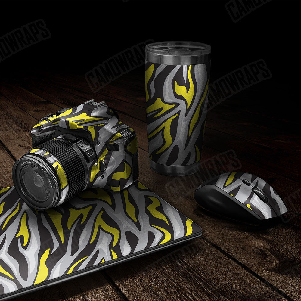Fun Stripe Yellow Tiger Gear Skin Vinyl Wrap