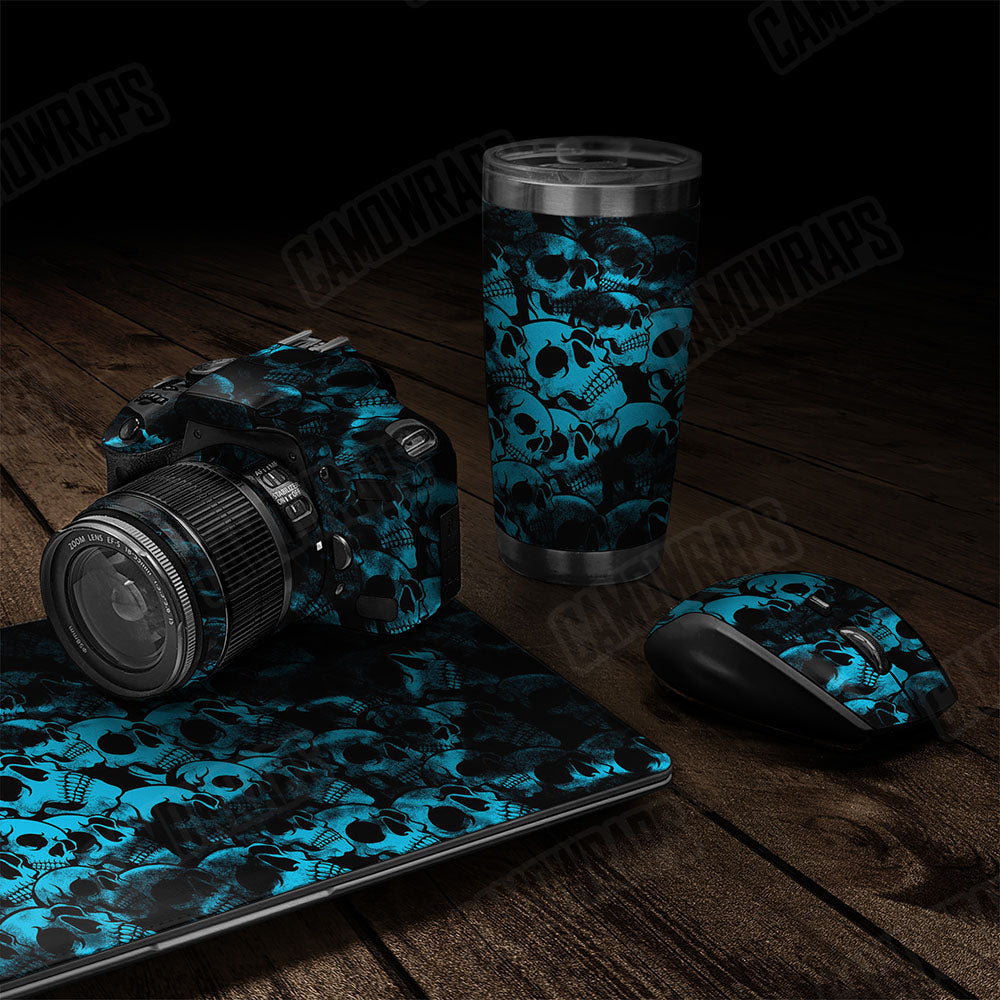 Skull Cyan Gear Skin Vinyl Wrap