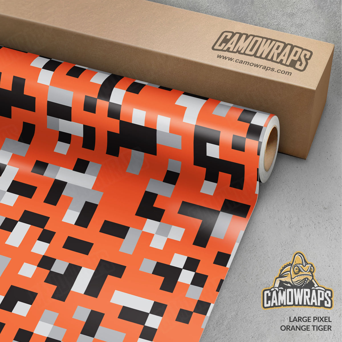 Pixel Orange Tiger Gun Skin Vinyl Wrap