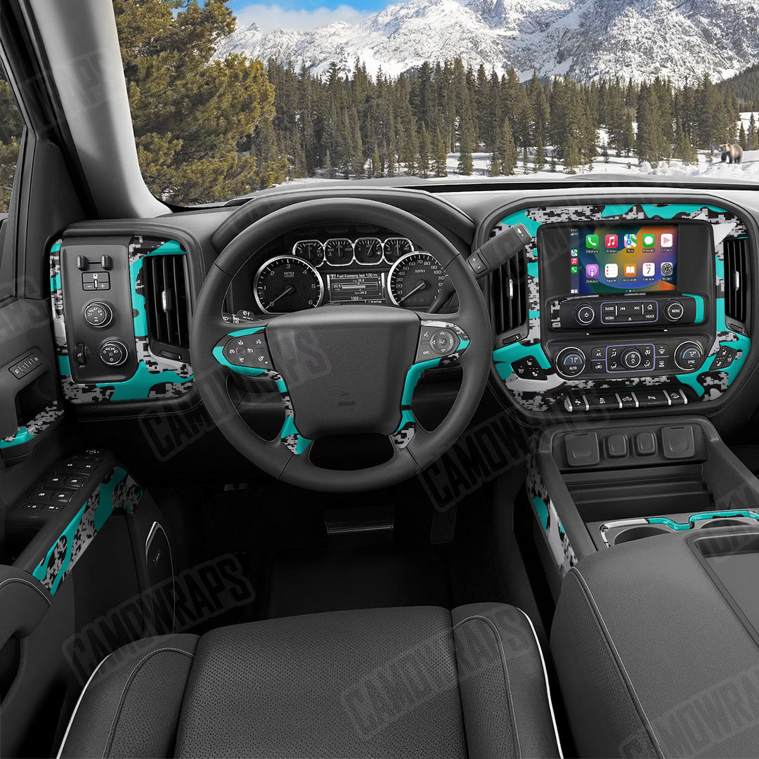 Compound Tiffany Blue Tiger Camo Car Interior Skin