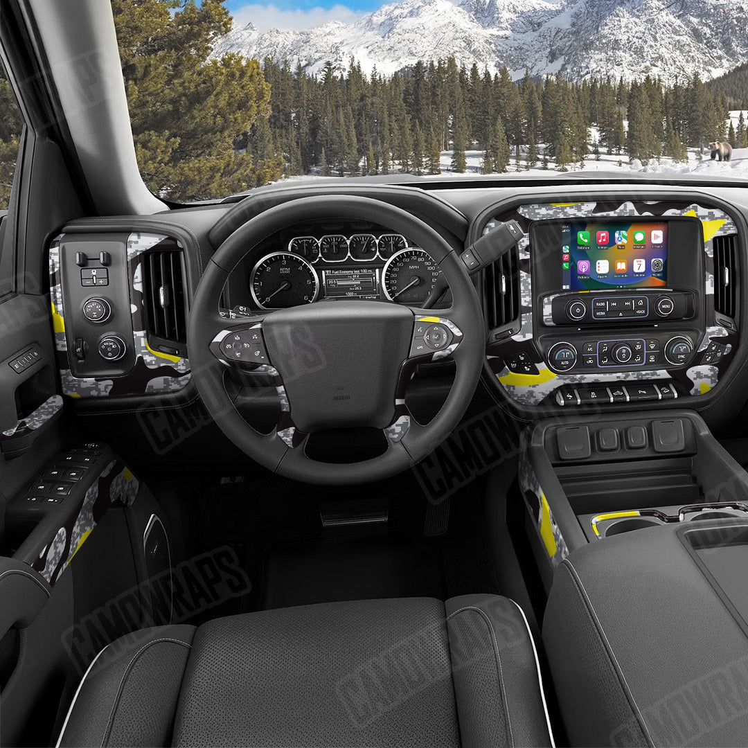 Compound Urban Yellow Camo Car Interior Skin