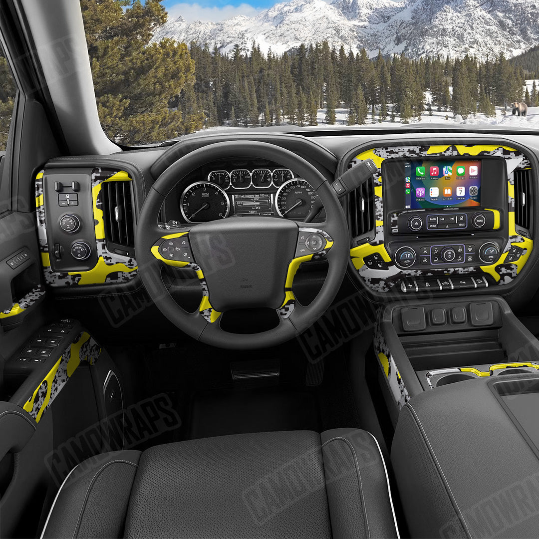 Compound Yellow Tiger Camo Car Interior Skin