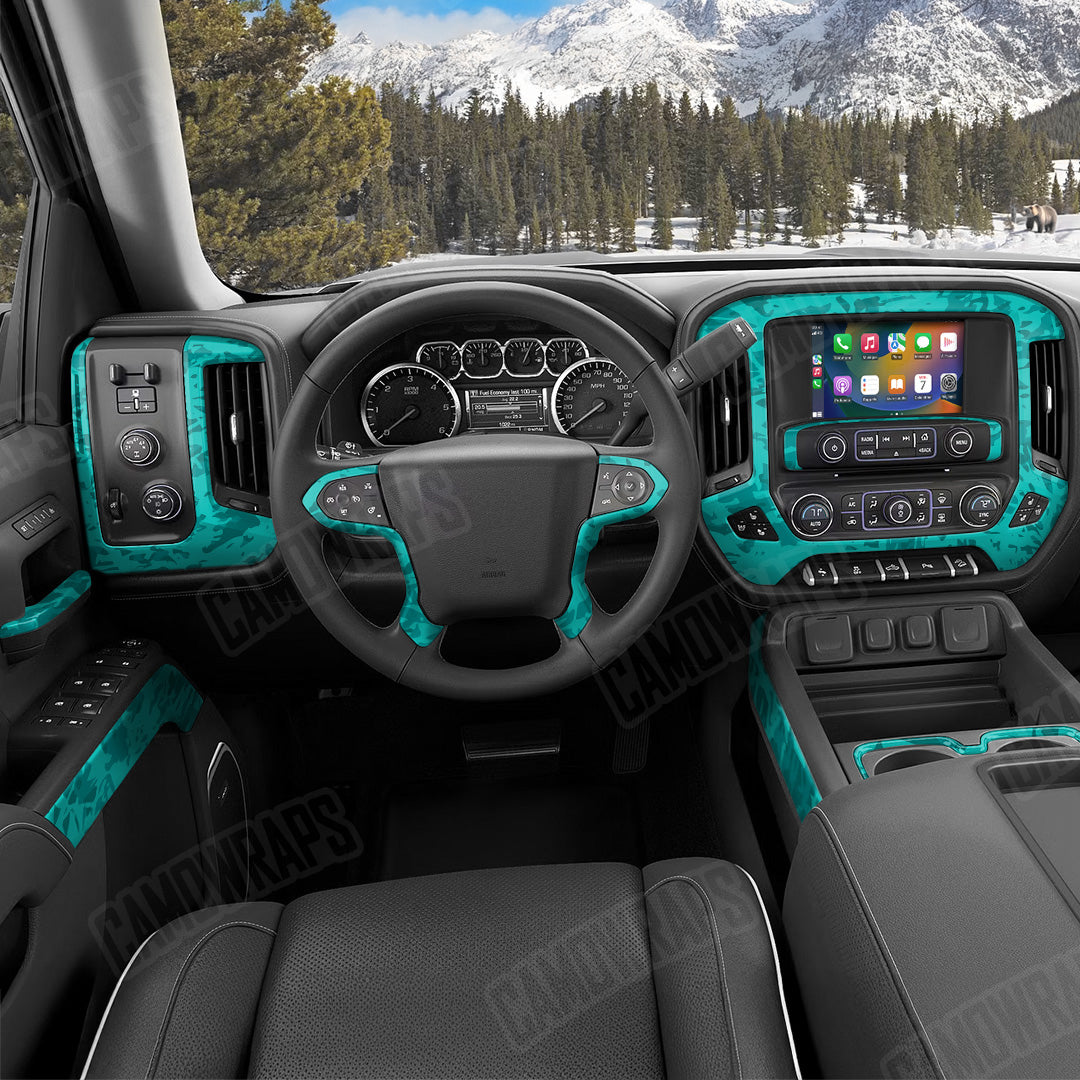Crystal Elite Tiffany Blue Camo Car Interior Skin