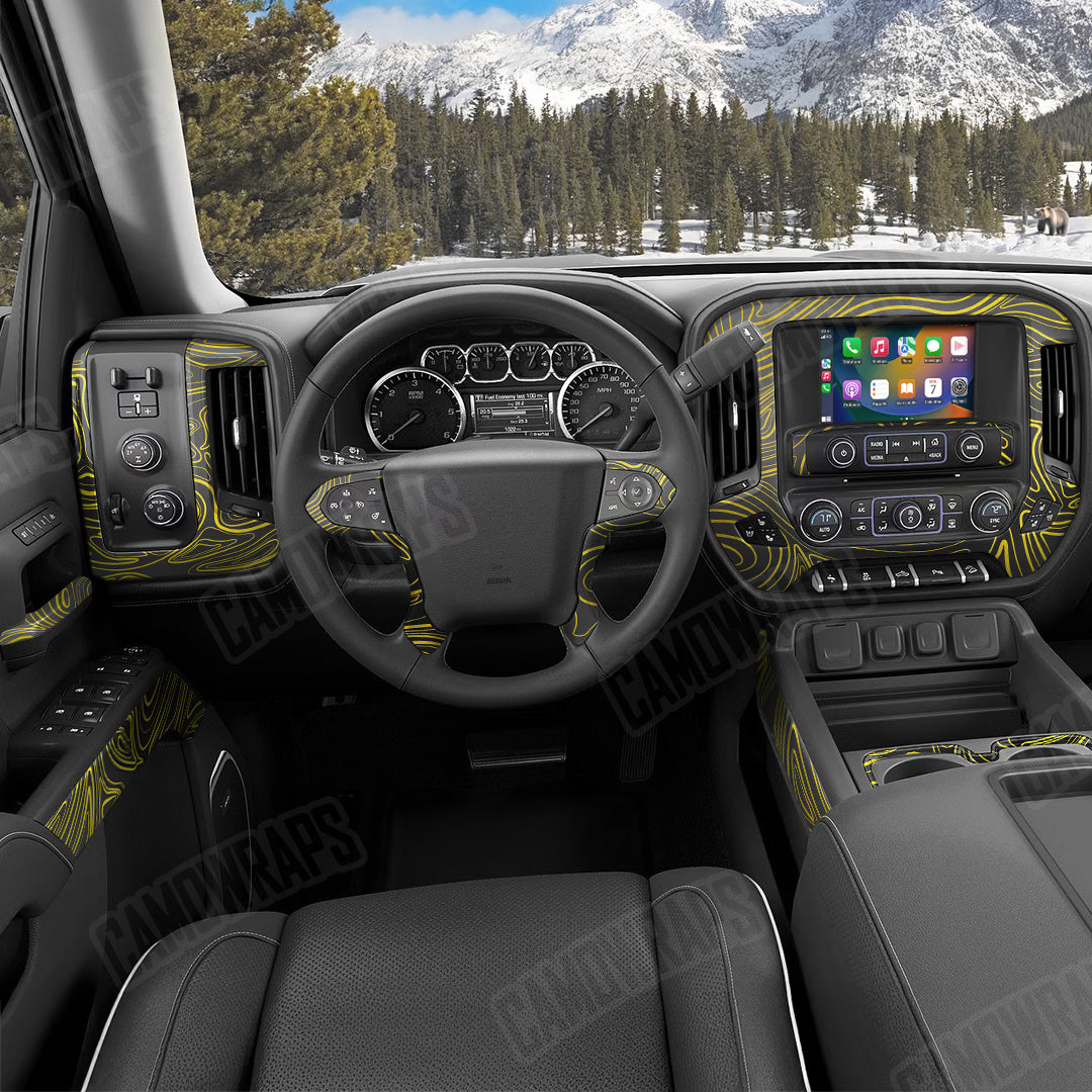 Damascus Yellow Camo Car Interior Skin