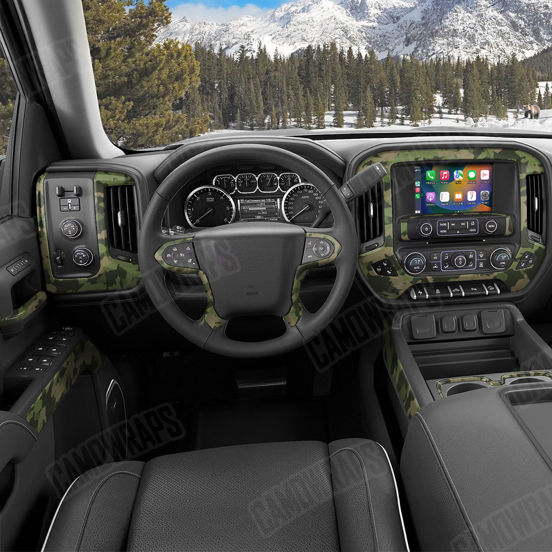 Erratic Army Green Camo Car Interior Skin