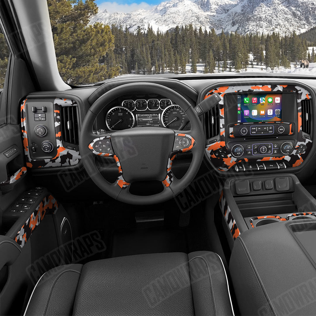 Erratic Orange Tiger Camo Car Interior Skin