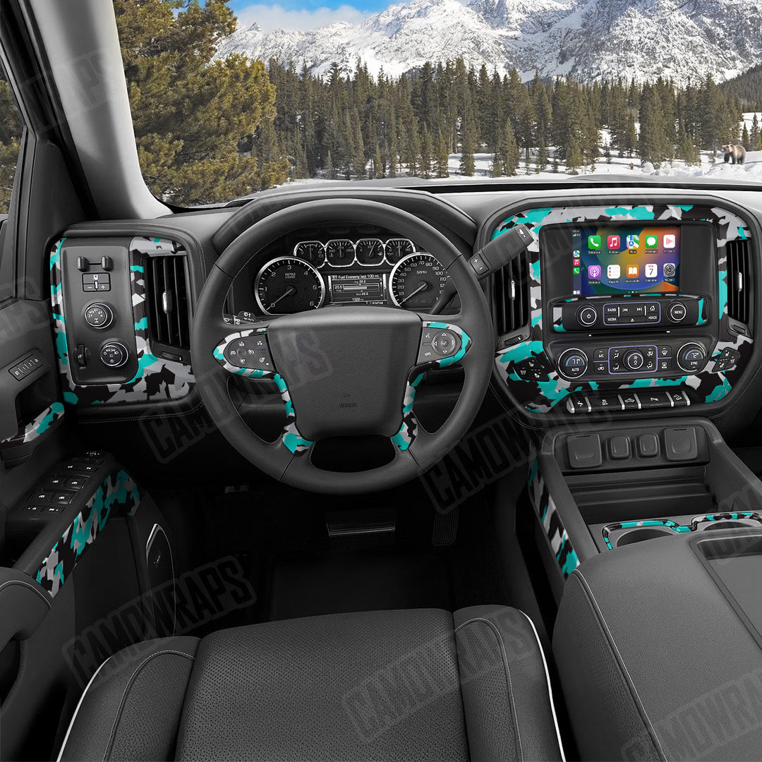 Erratic Tiffany Blue Tiger Camo Car Interior Skin