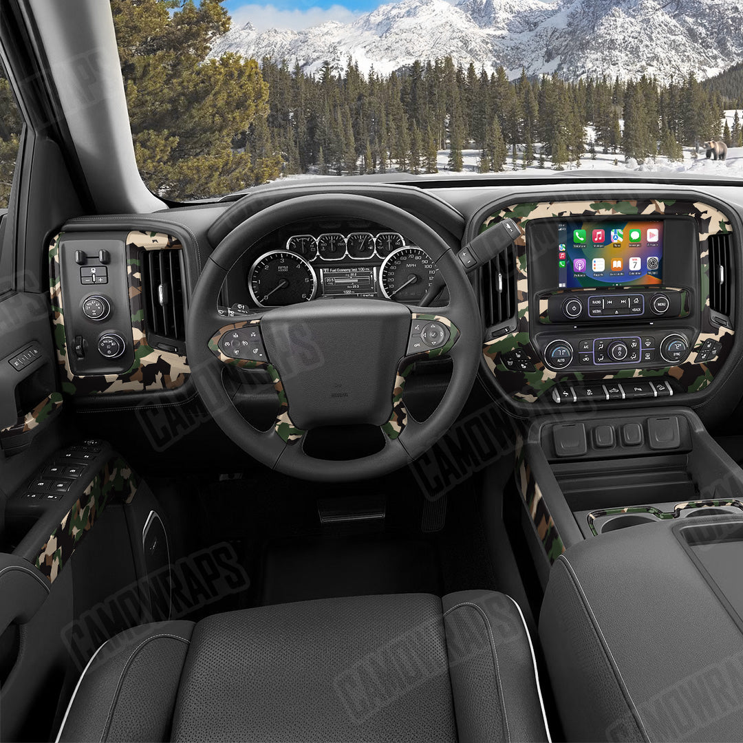 Erratic Woodland Camo Car Interior Skin