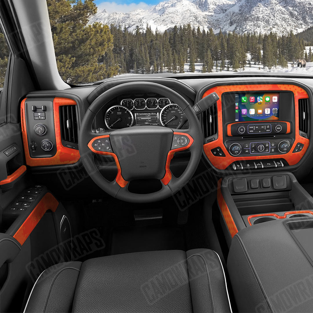 Halftone Splatter Elite Orange Camo Car Interior Skin