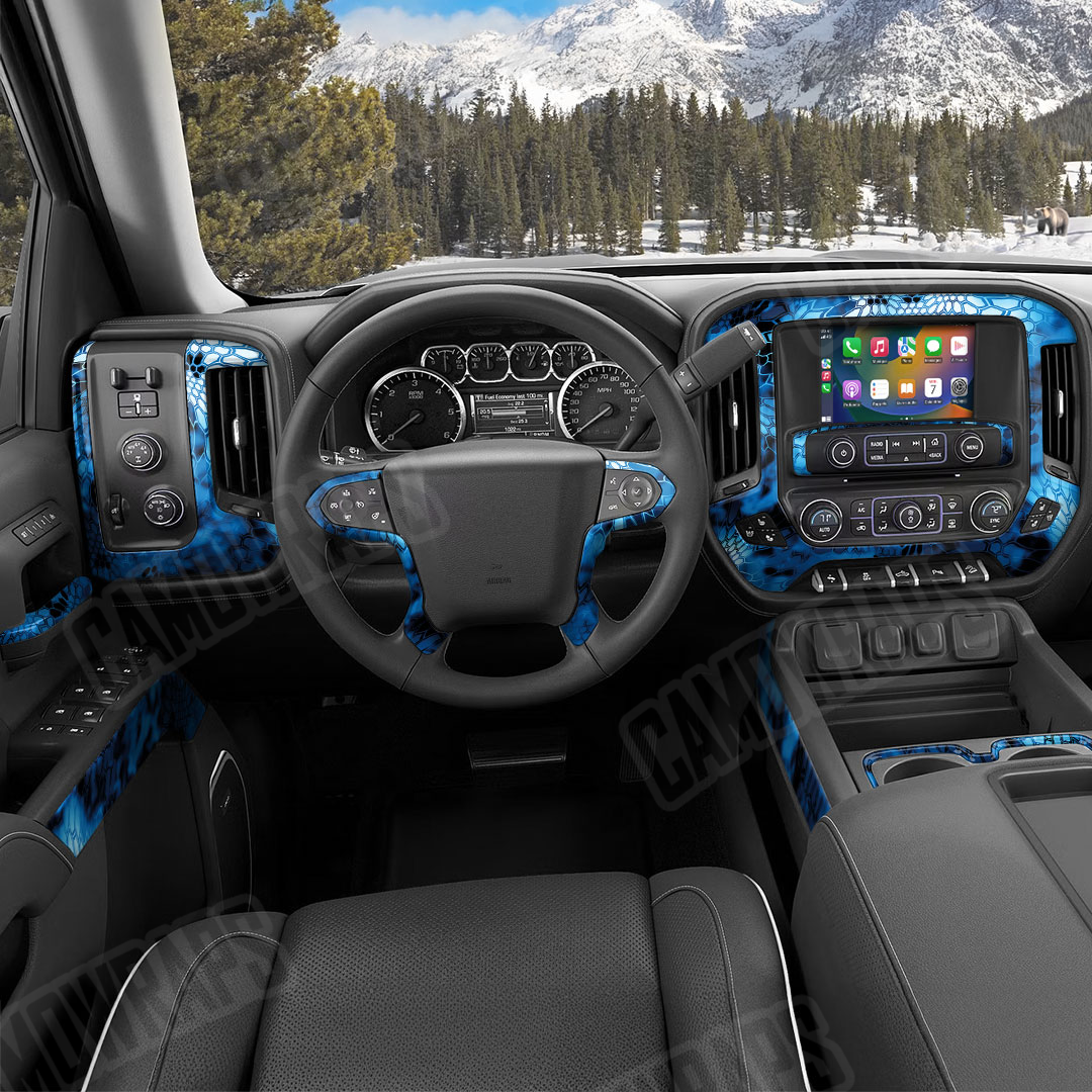 Kryptek Blue Lightning Camo Car Interior Skin