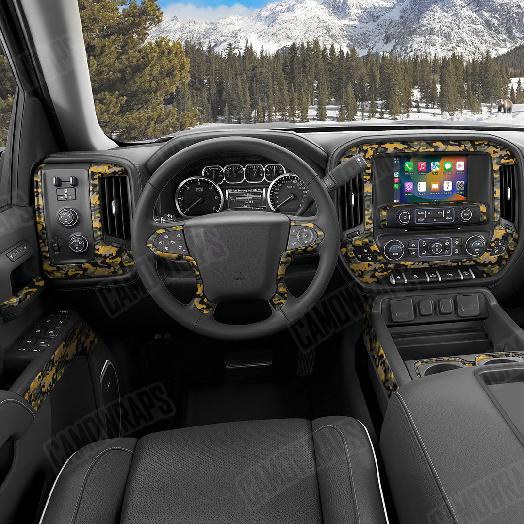 Classic Militant Yellow Camo Car Interior Skin