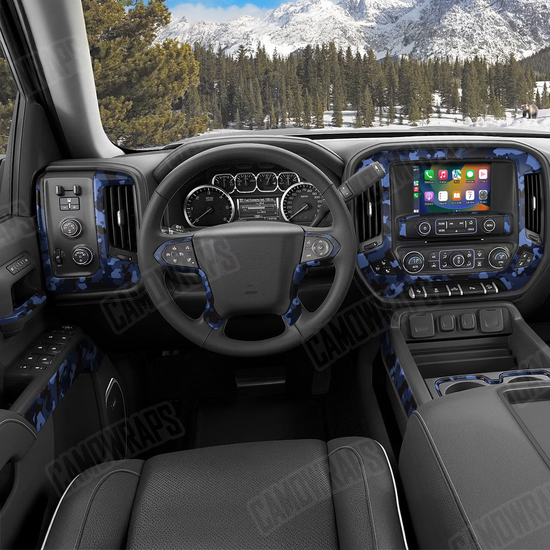 Cumulus Blue Midnight Camo Car Interior Skin
