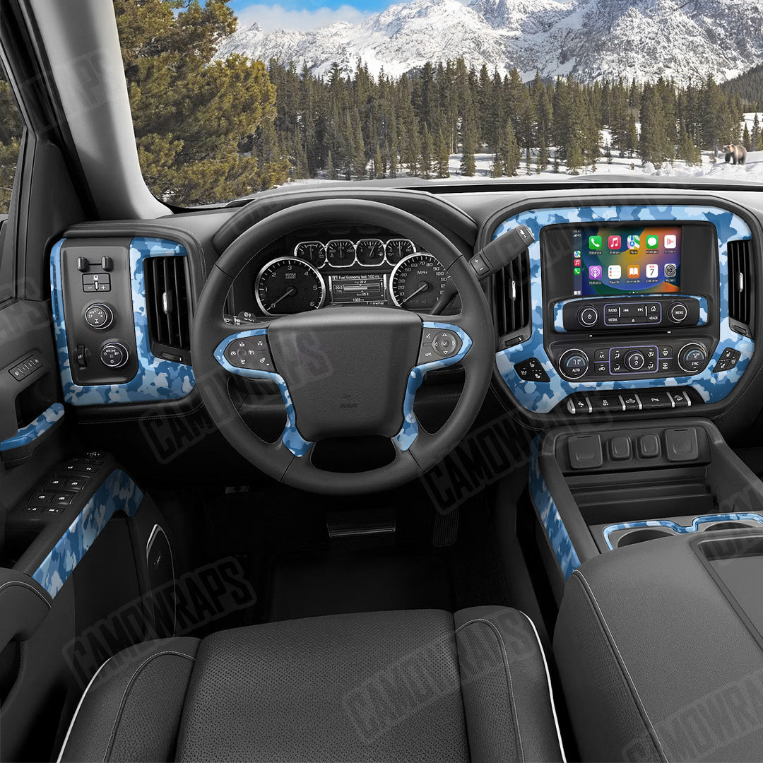 Cumulus Cool Blue Camo Car Interior Skin