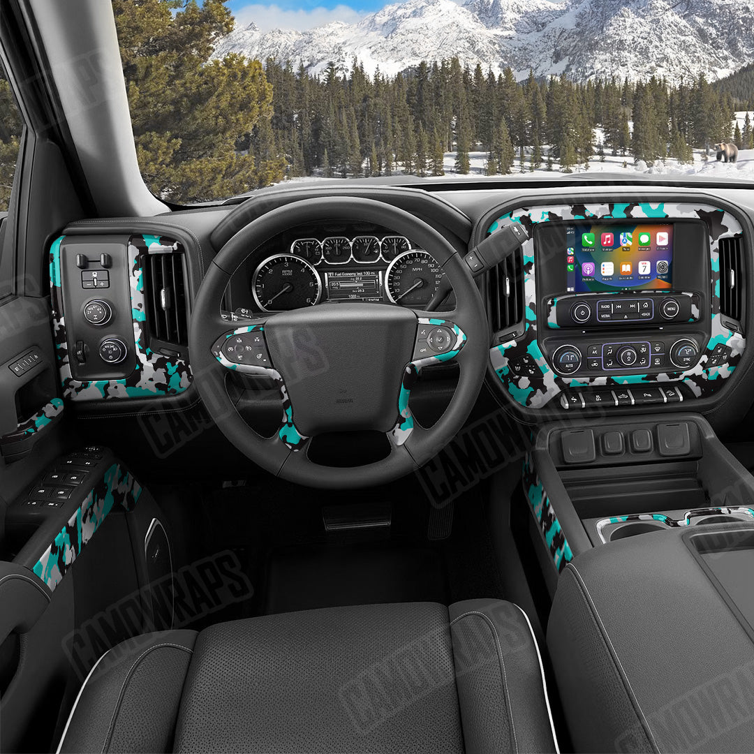 Cumulus Tiffany Blue Tiger Camo Car Interior Skin