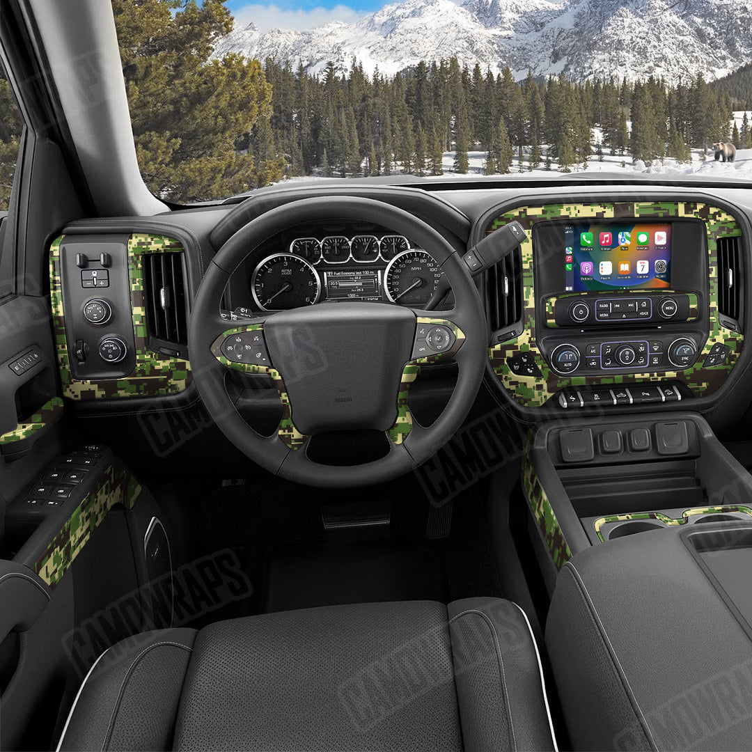 Digital Jungle Camo Car Interior Skin