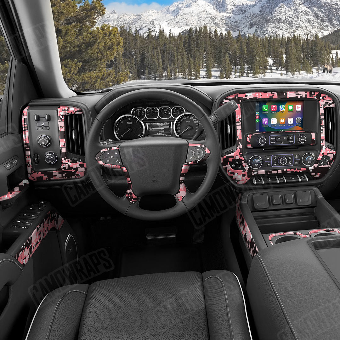 Digital Pink Camo Car Interior Skin