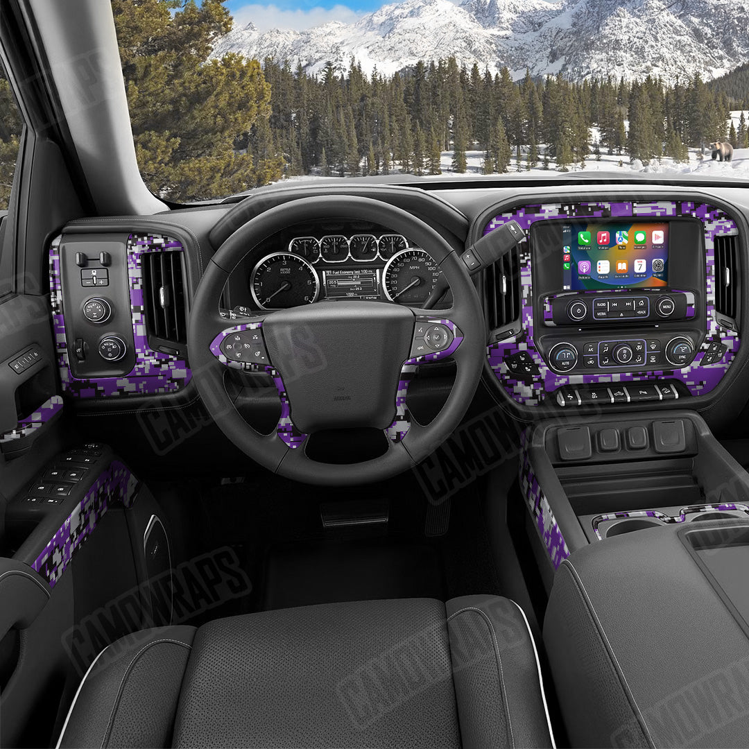 Digital Purple Tiger Camo Car Interior Skin