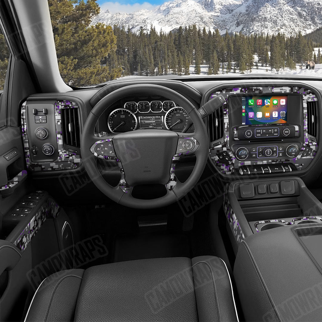 Digital Urban Purple Camo Car Interior Skin