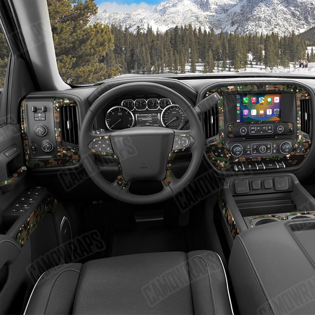 Digital Woodland Camo Car Interior Skin